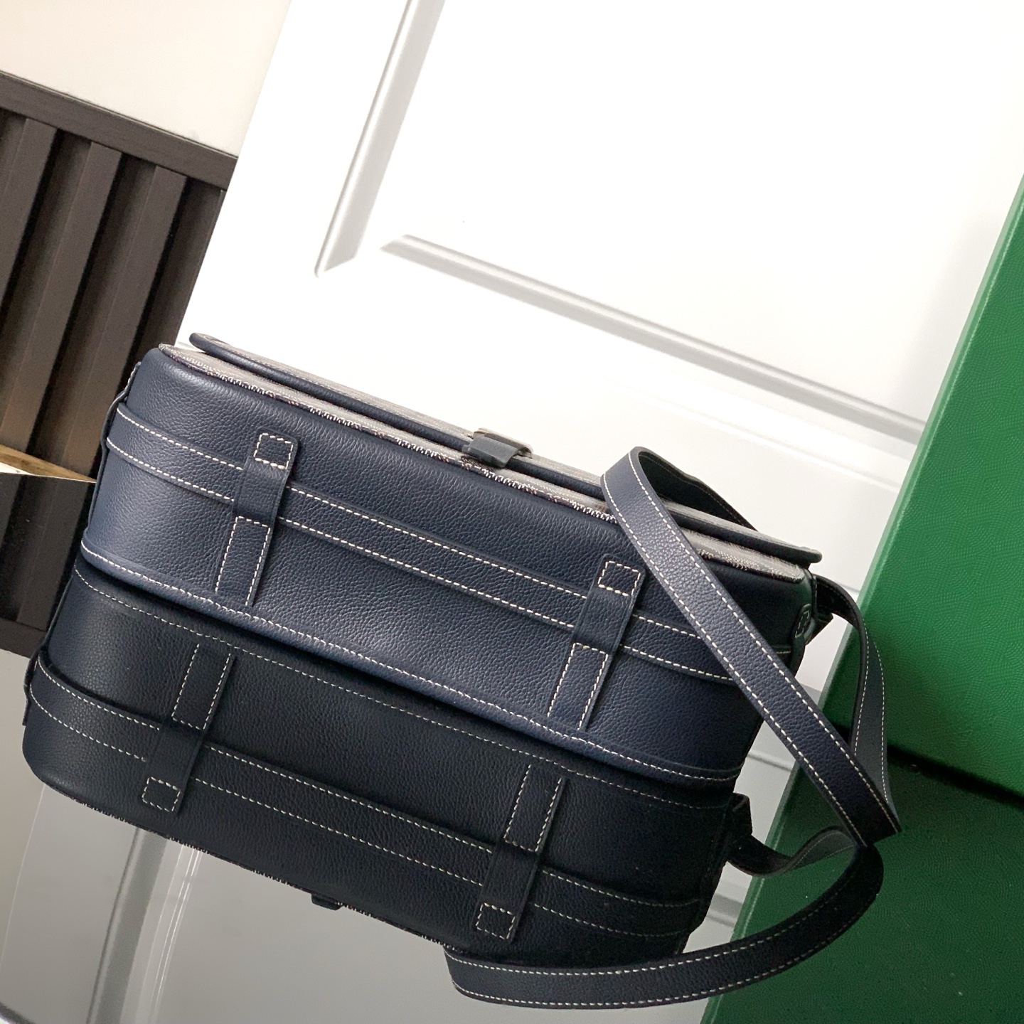 Goyard Navy Blue Goyardine Coated Canvas and Leather