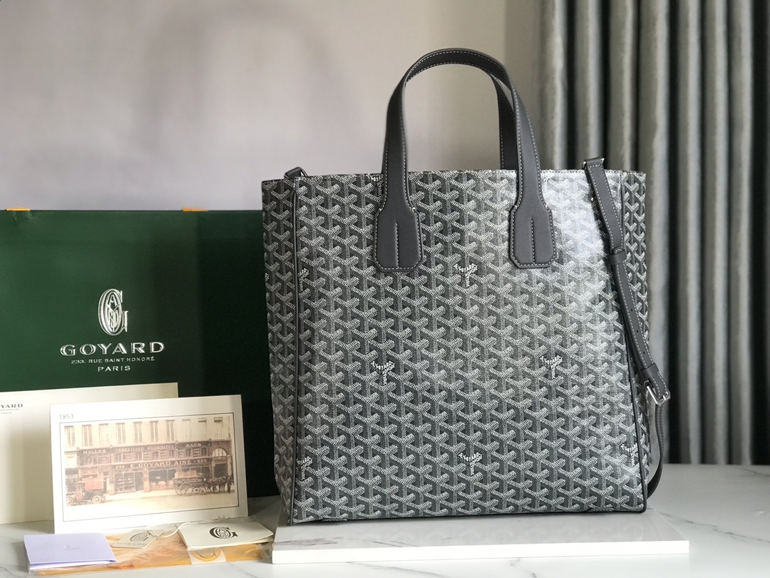 Goyard Sac Voltaire Tote Bag Black Leather Cloth ref.1503675