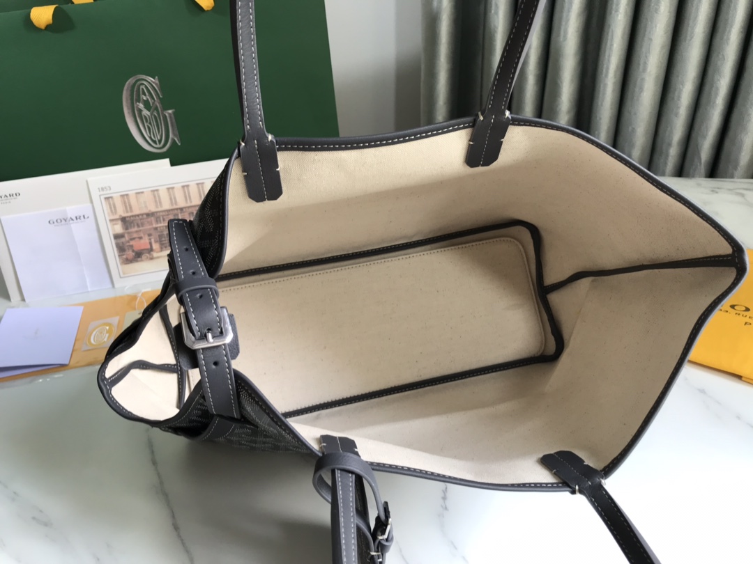 Goyard Chien Gris Pet Carrier Tote Coated Canvas bag black