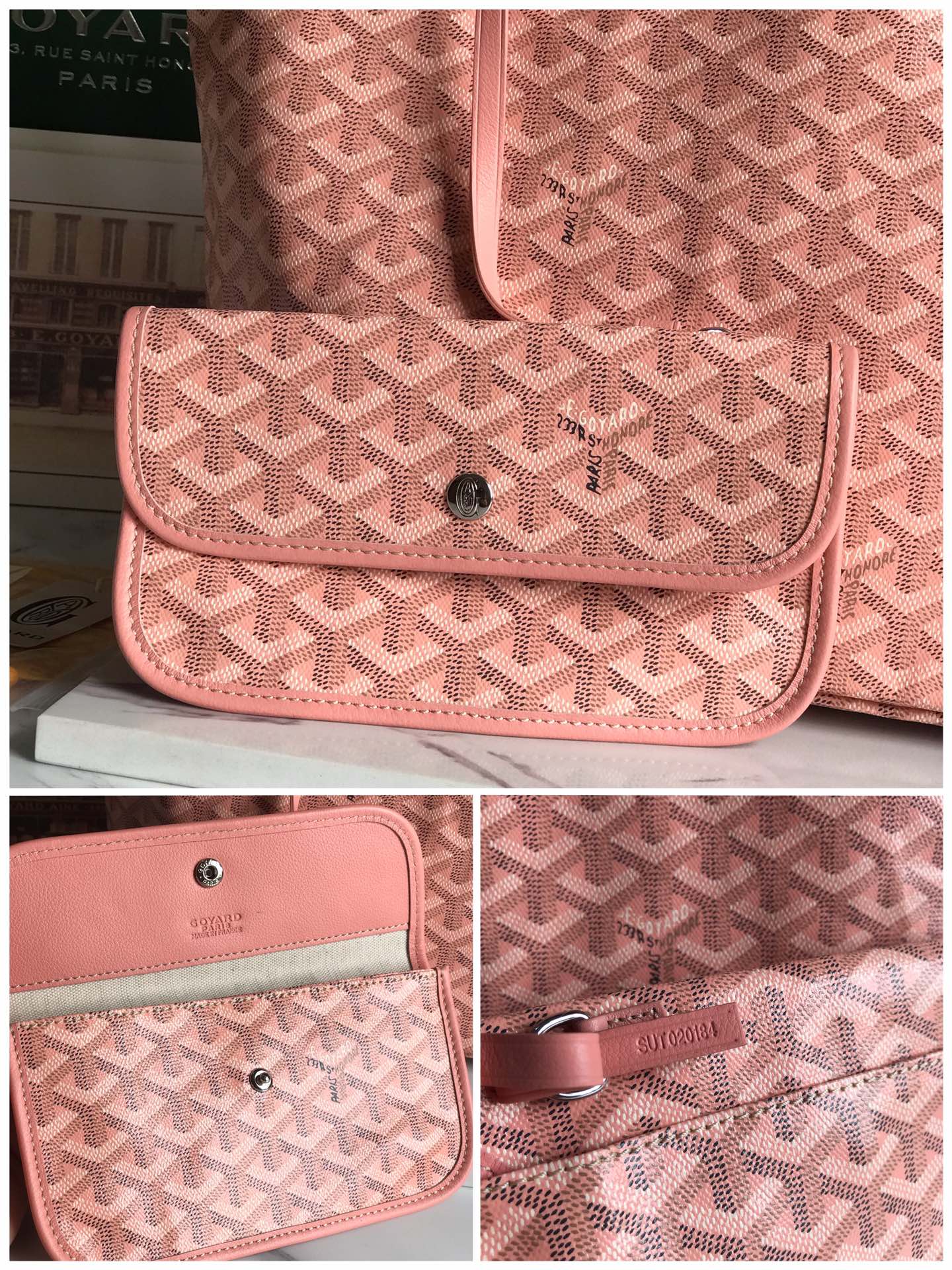 GOYARD Iridescent Goyardine Saint Louis PM Pearly Coral bag pink