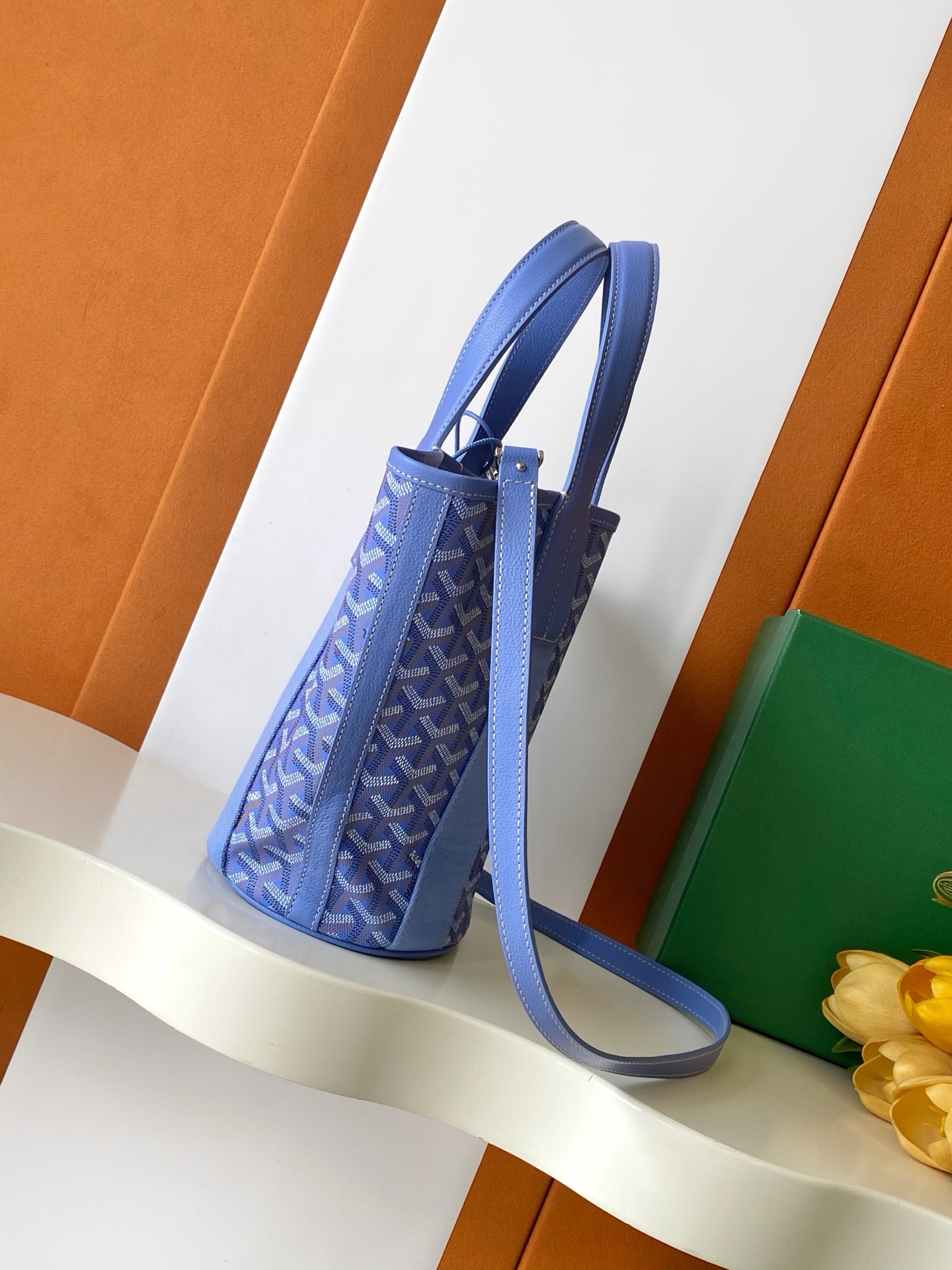 Goyard Goyardine Belharra PM Iris Tote Palladium bag blue