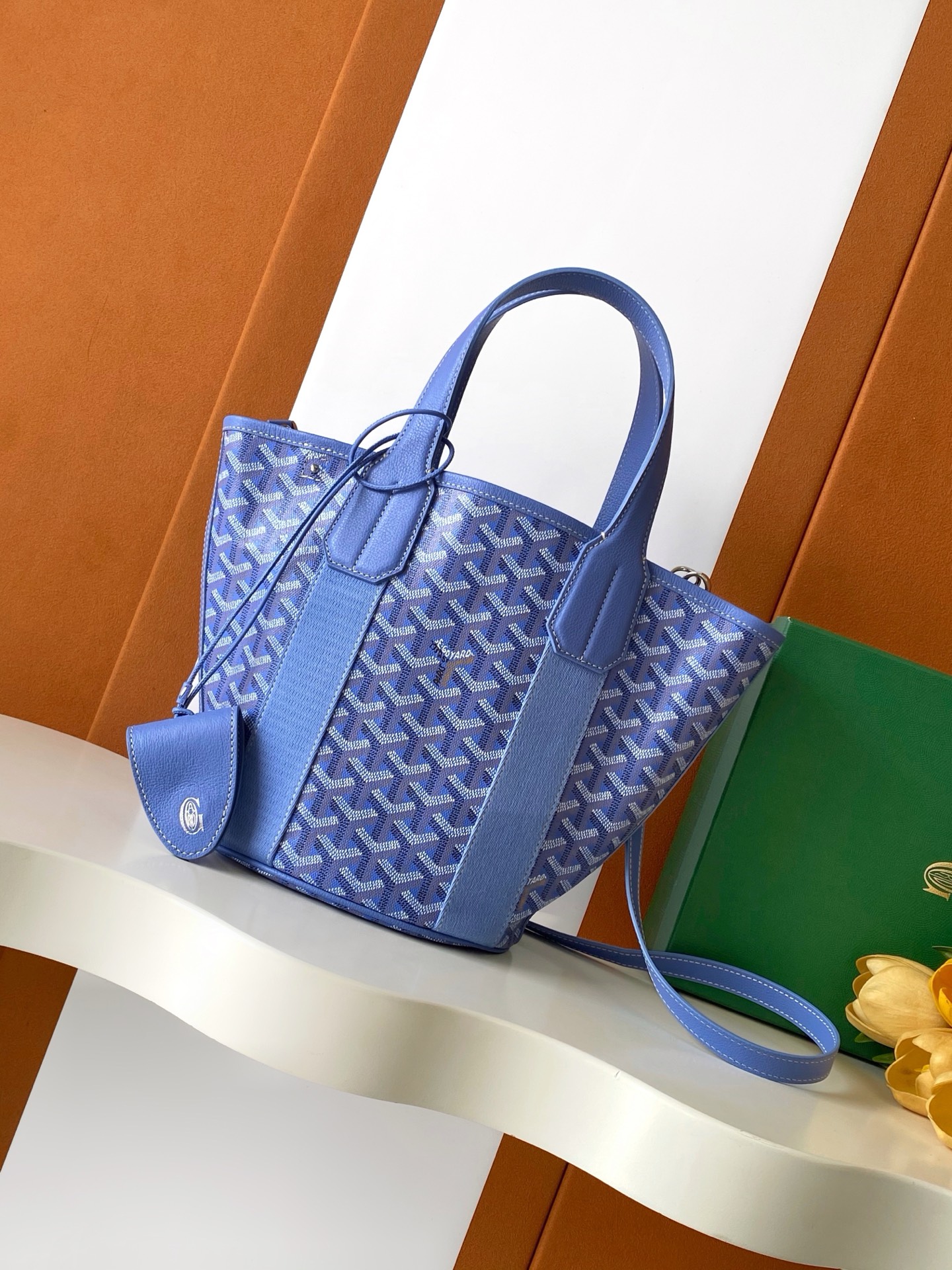 Goyard Goyardine Belharra PM Iris Tote Palladium bag blue