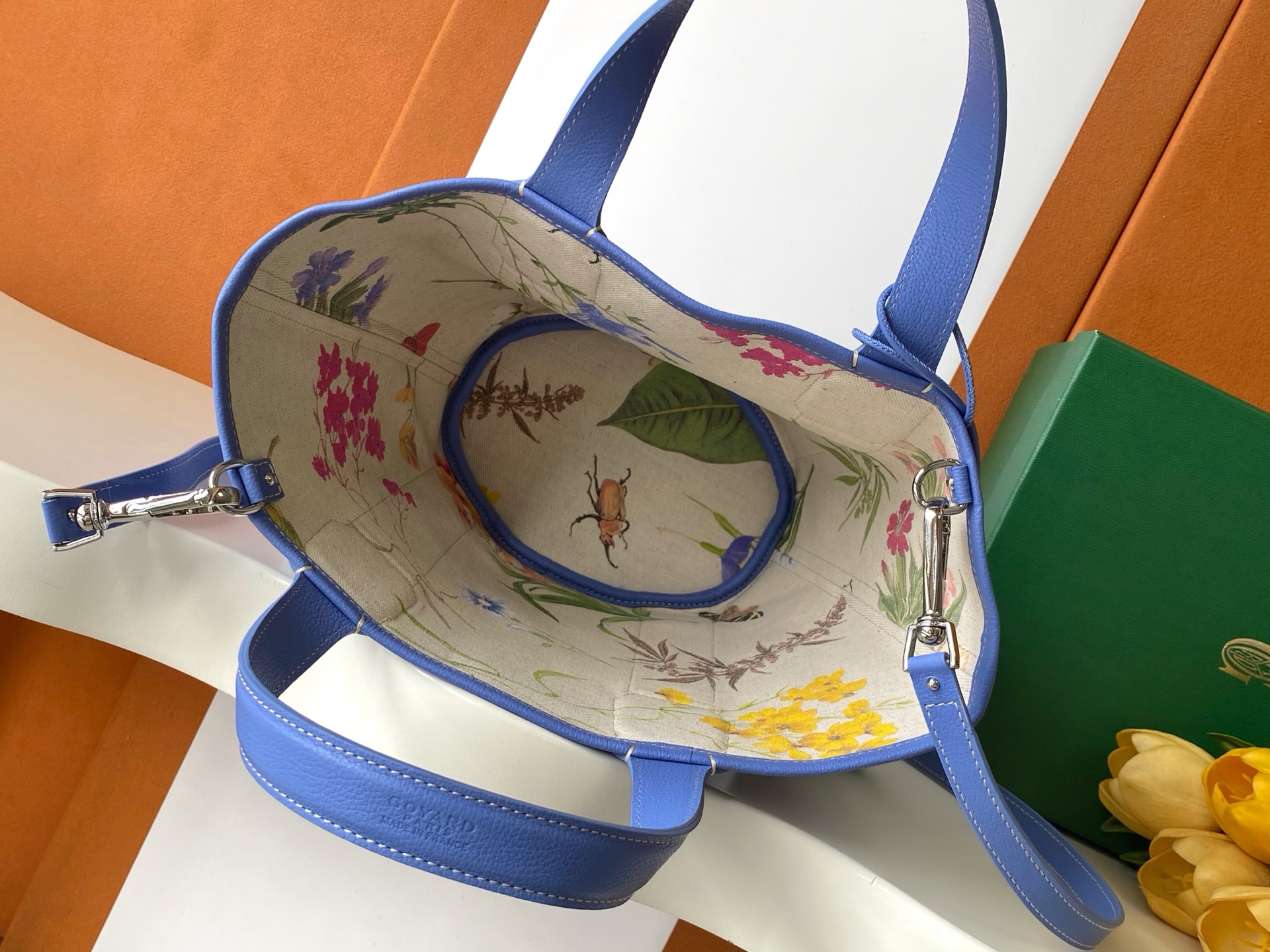 Goyard Goyardine Belharra PM Iris Tote Palladium bag blue