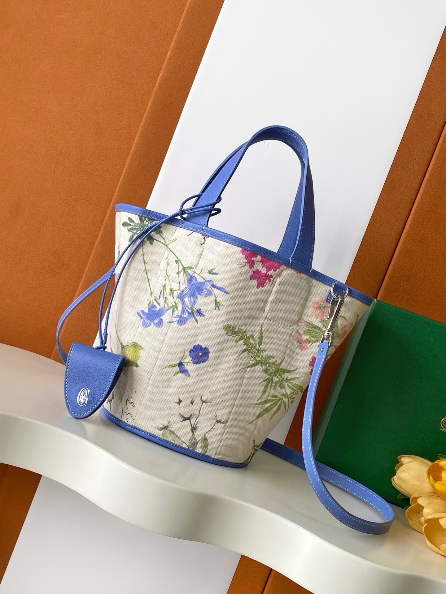 Goyard Goyardine Belharra PM Iris Tote Palladium bag blue