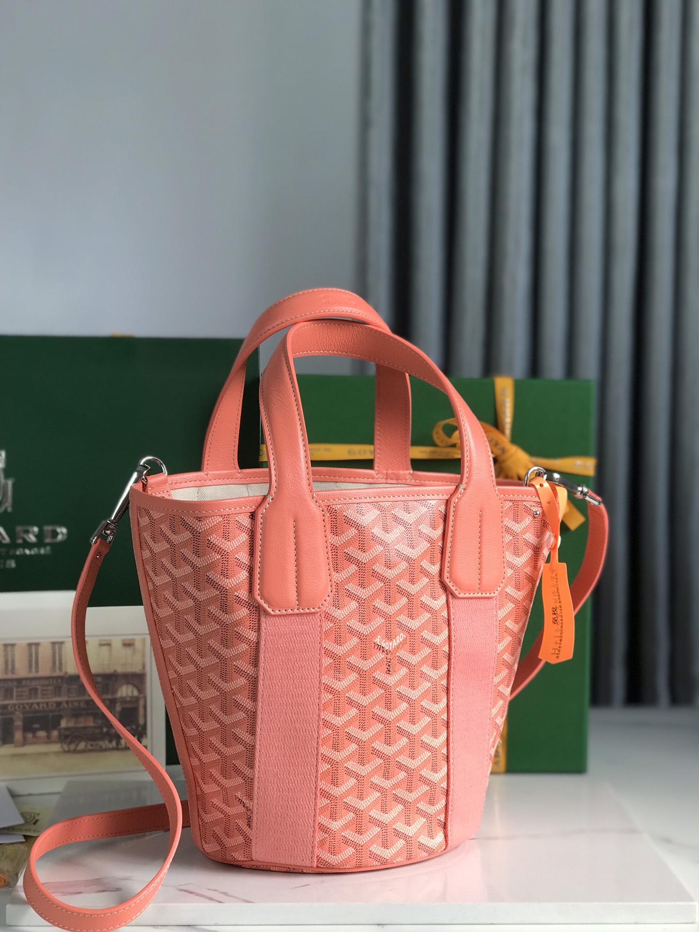 Goyard Goyardine Belharra PM Coral Tote Palladium bag in pink