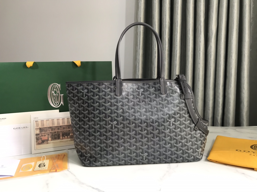 Goyard Chien Gris Pet Carrier Tote Coated Canvas bag black