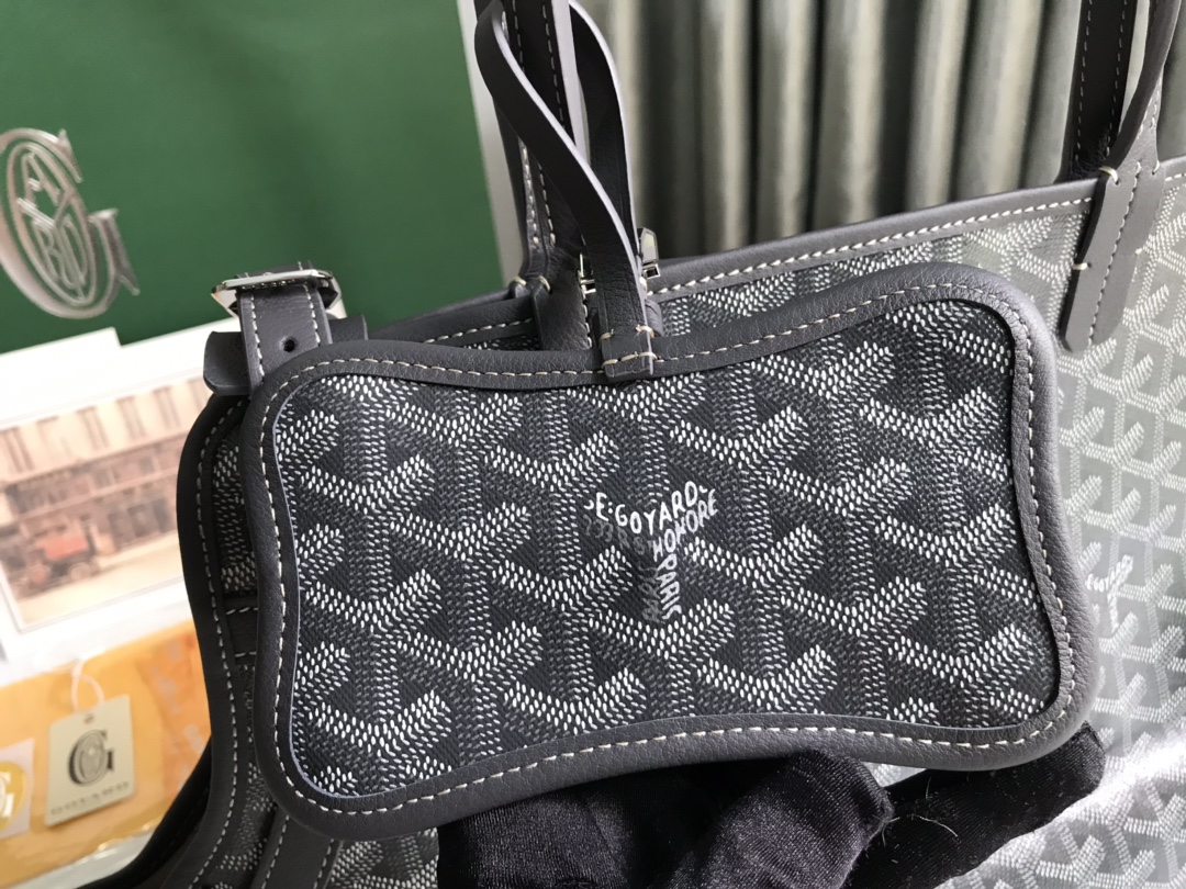 Goyard Chien Gris Pet Carrier Tote Coated Canvas bag black