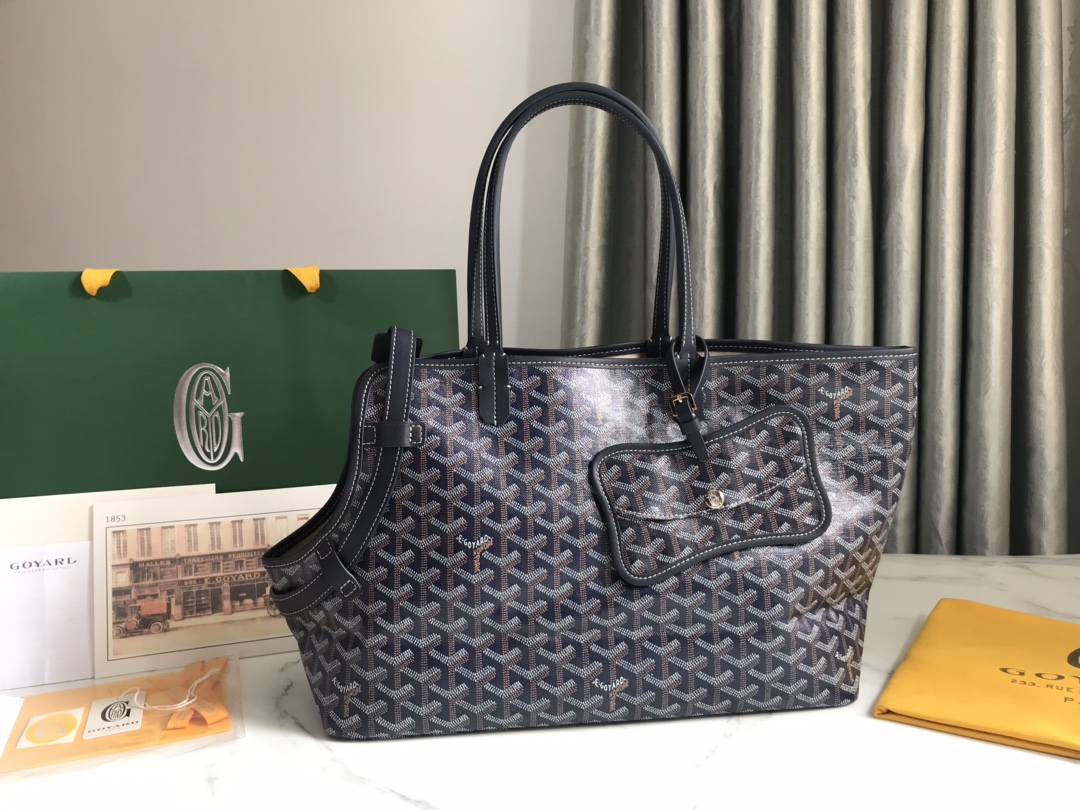 Goyard Chien Gris Pet Carrier Tote Coated Canvas