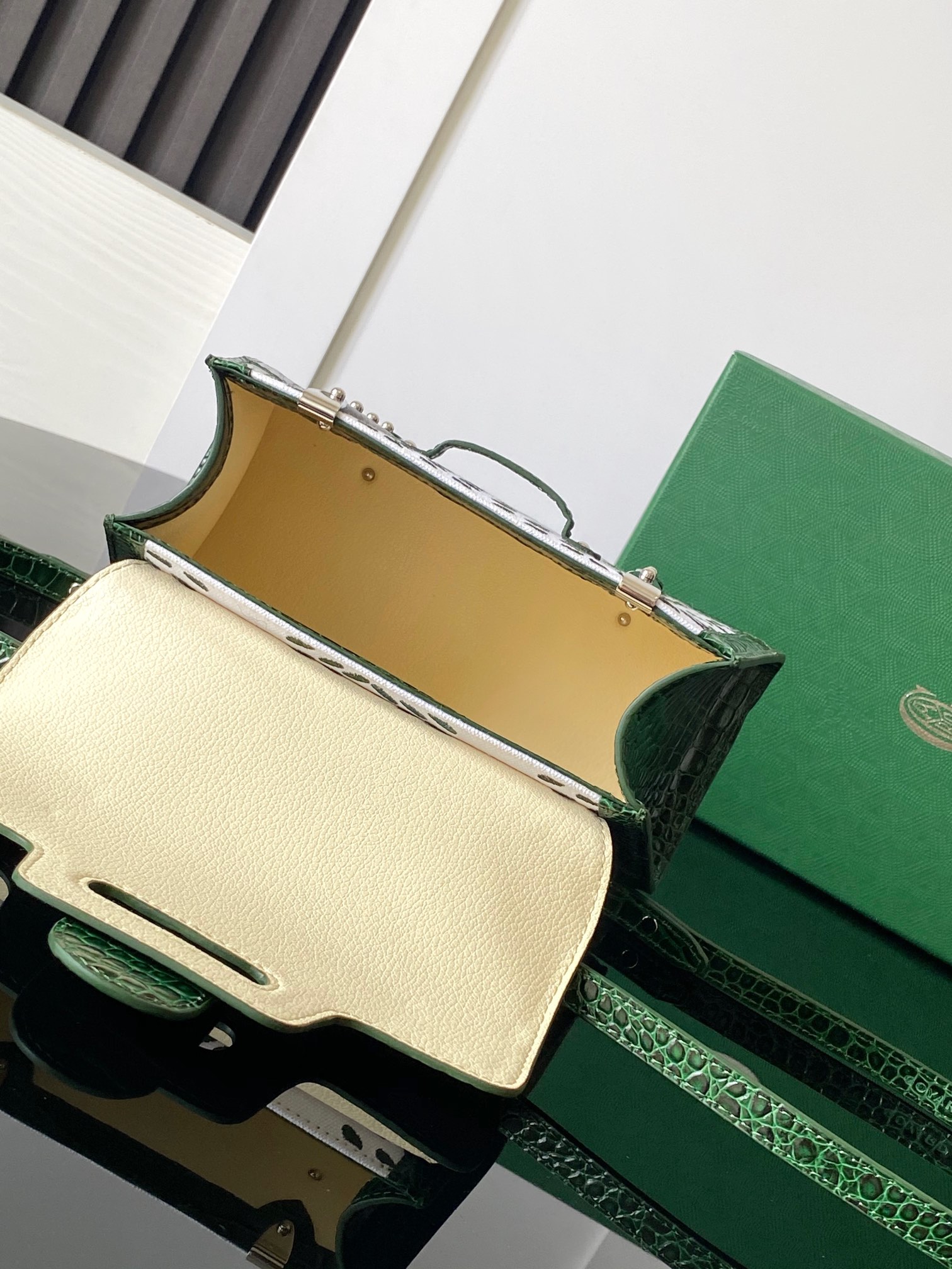 Goyard Matignon Crocodile Pattern Leather Top Handle Bag – green