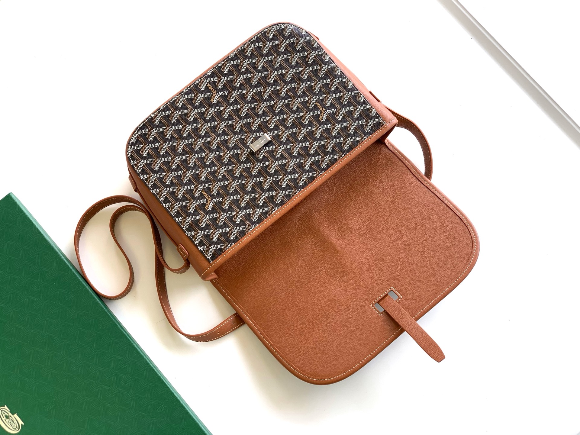 Goyard Black Goyardine Canvas And Tan Chevroches