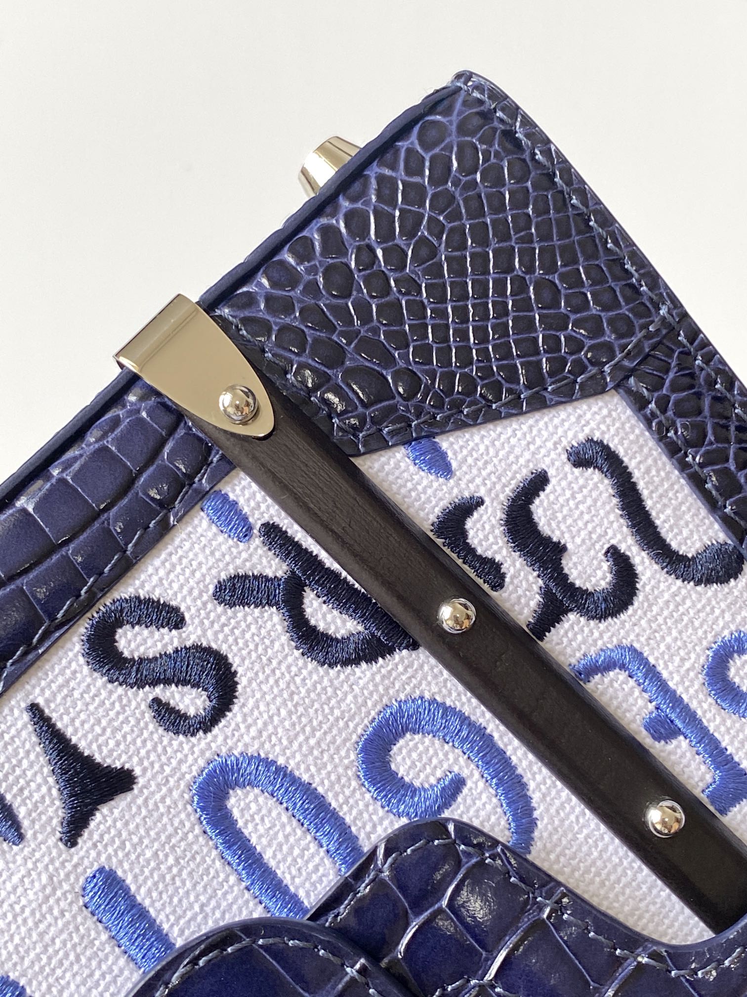 Goyard Matignon Crocodile Pattern Leather Top Handle Bag – Blue navy