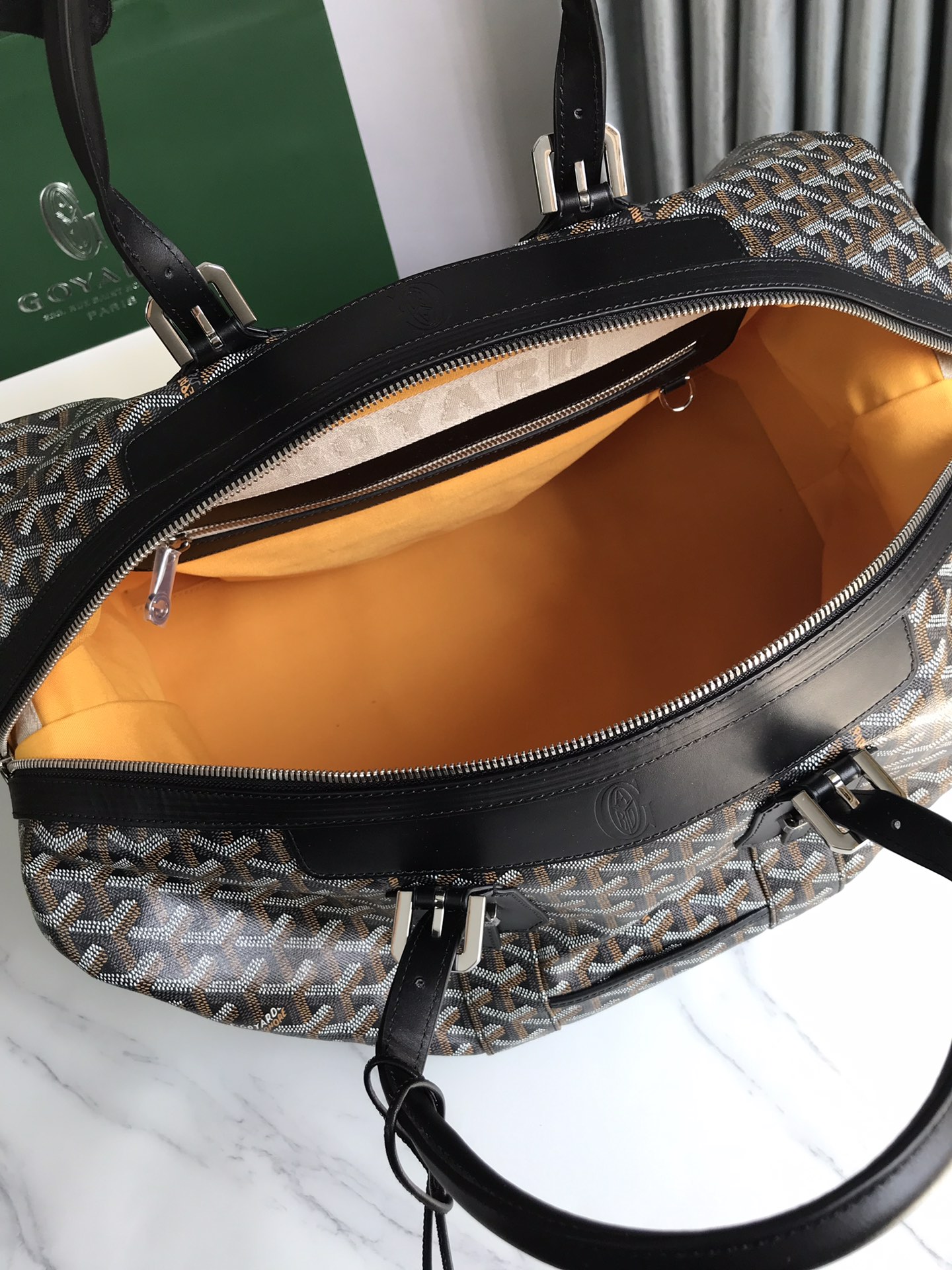 Goyard Boeing 30 Black Coated Canvas and Leather Handbag