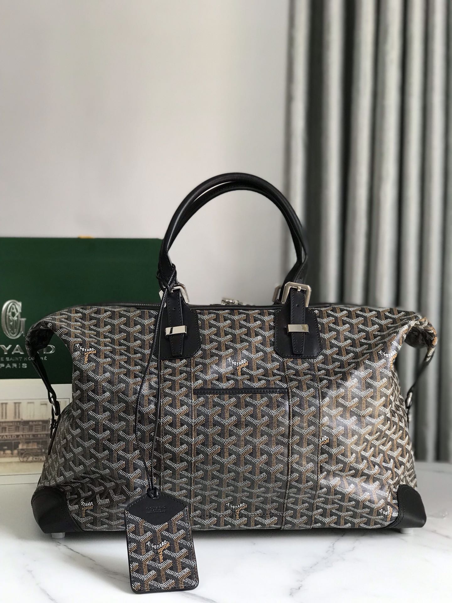 Goyard Boeing 30 Black Coated Canvas and Leather Handbag