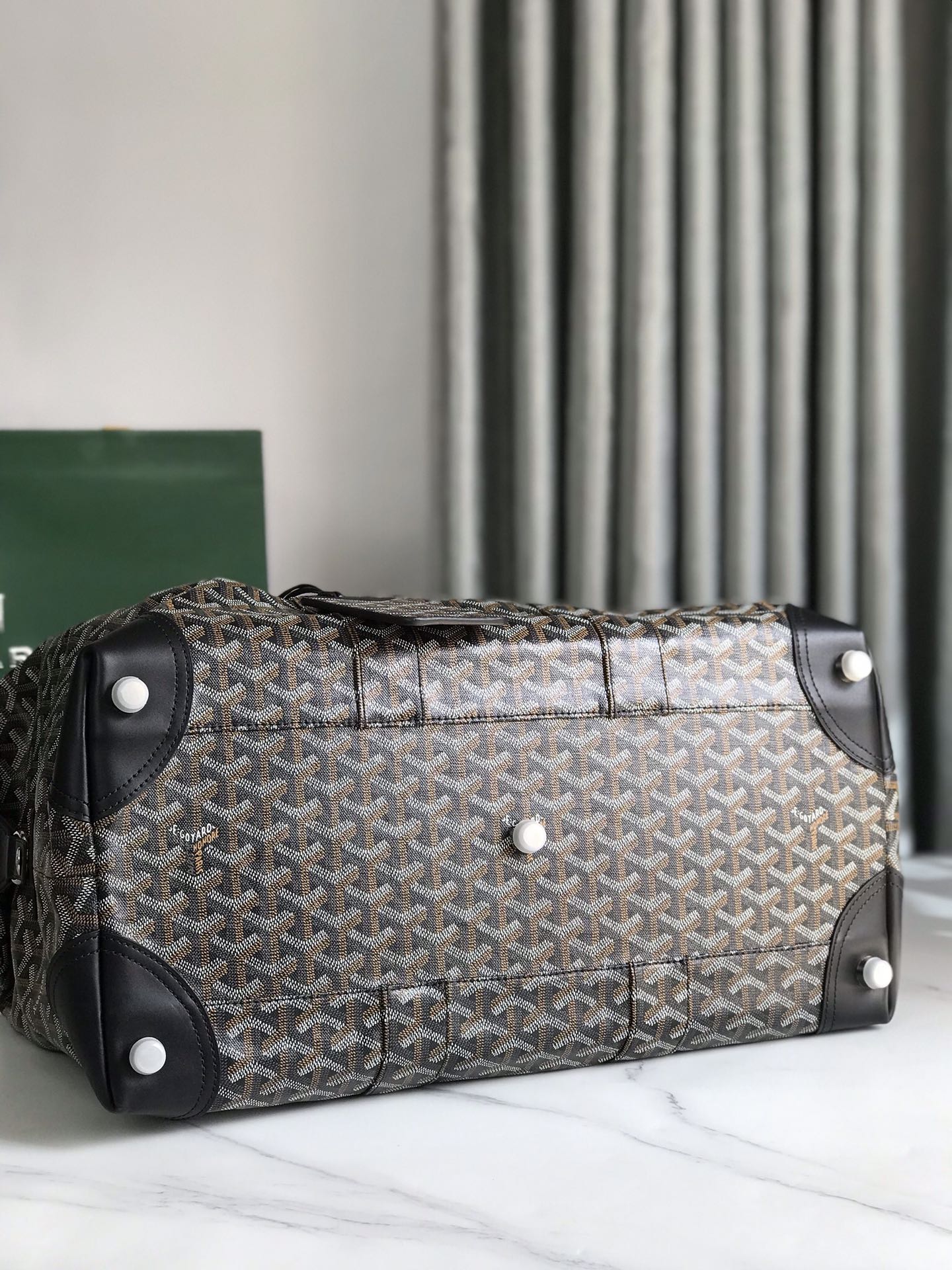 Goyard Boeing 30 Black Coated Canvas and Leather Handbag