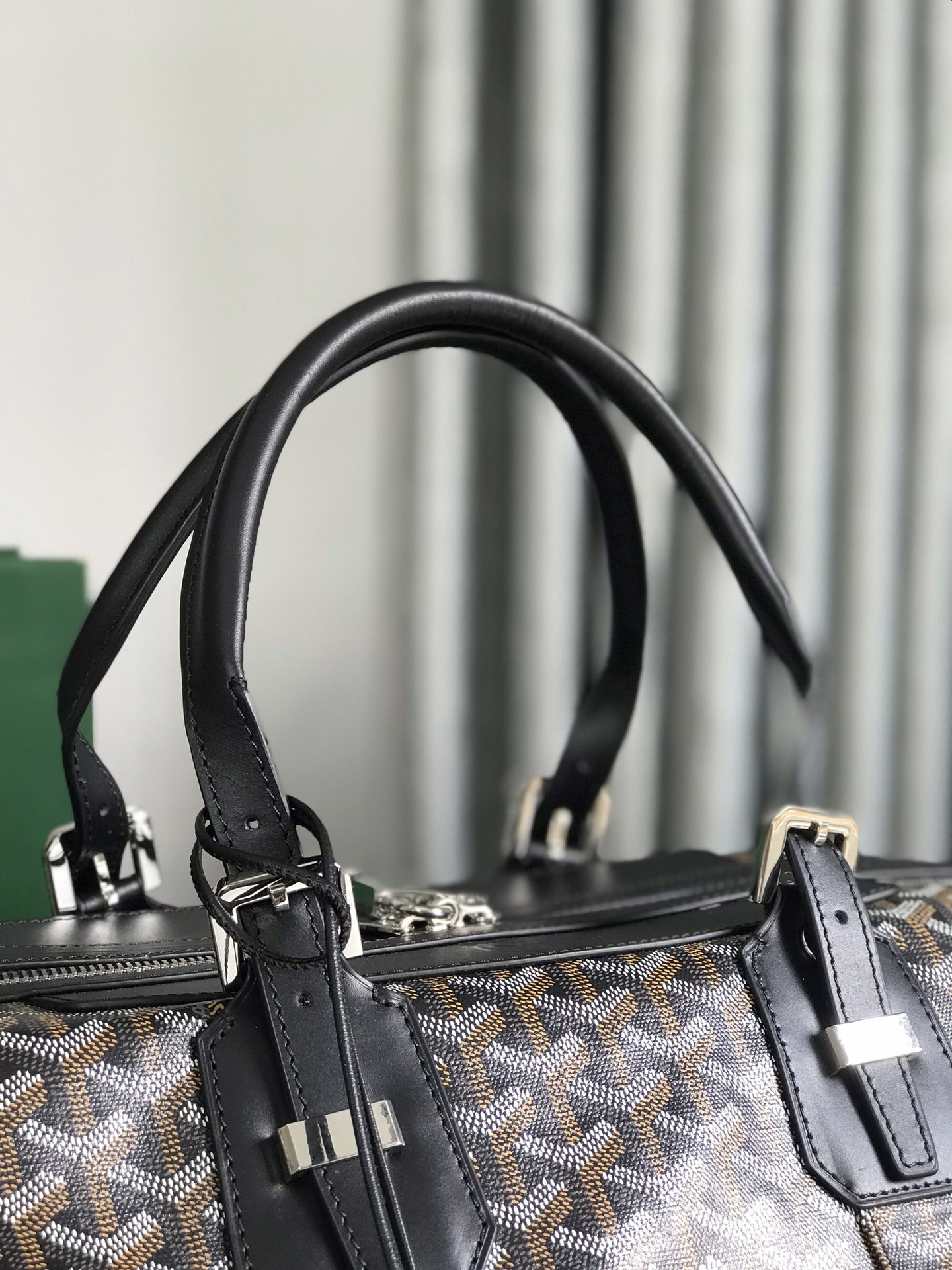 Goyard Boeing 30 Black Coated Canvas and Leather Handbag