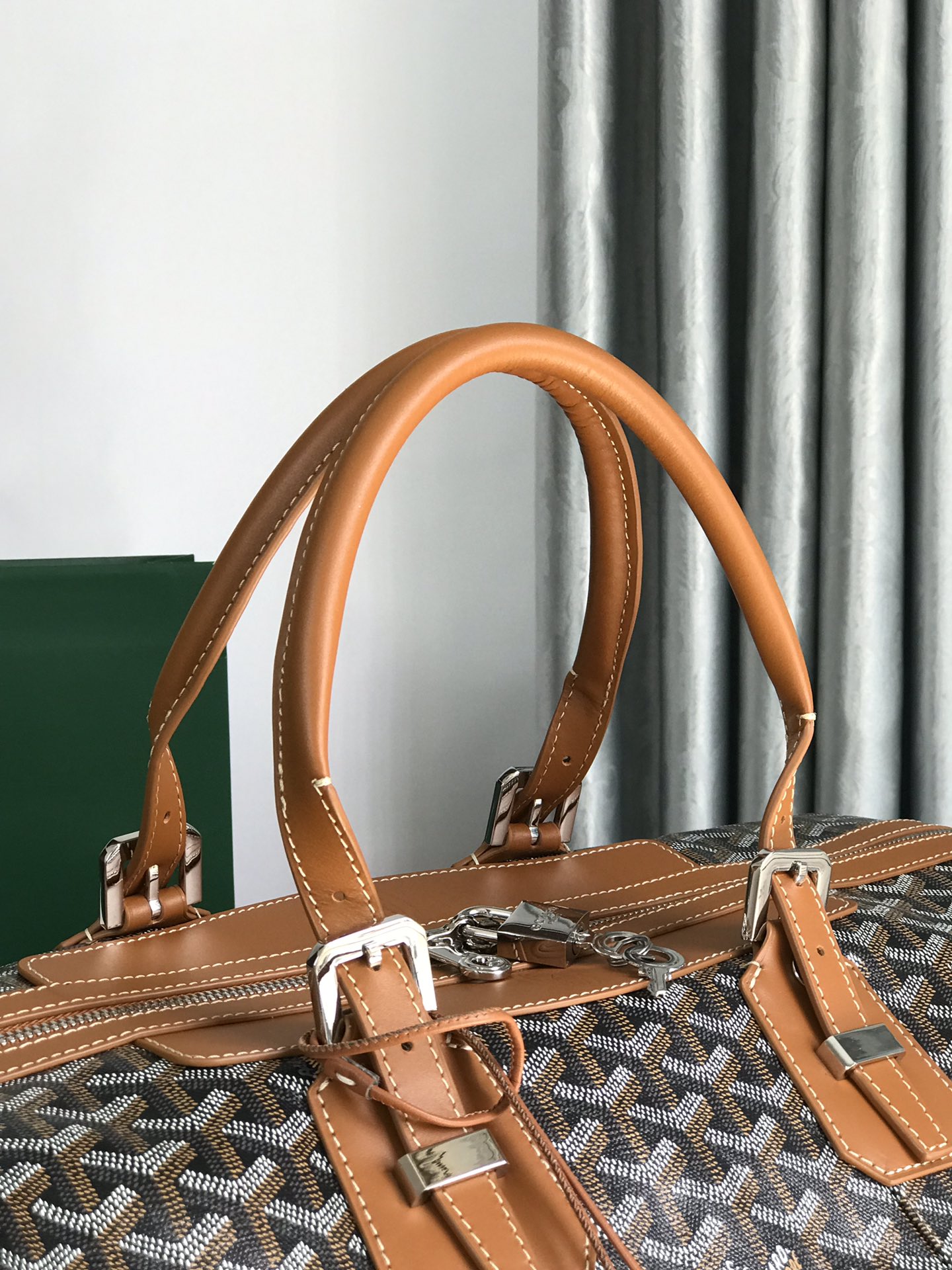 GOYARD Bowling 55 Bag in Black and Tan For Sale at
