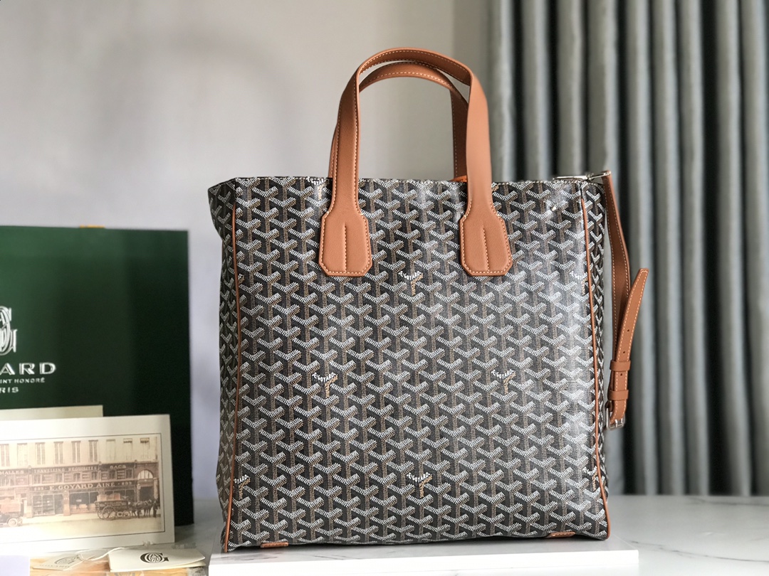 Goyard Black x Brown Chevron Voltair 2WAY tote Leather