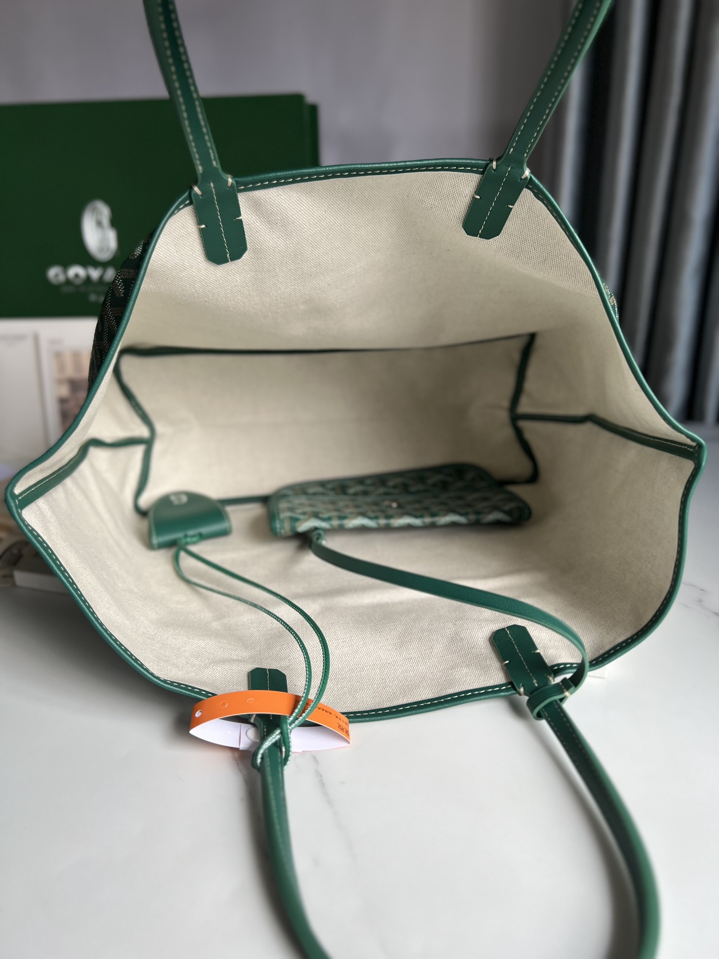 GOYARD Goyardine Saint Louis PM green bulldog logo