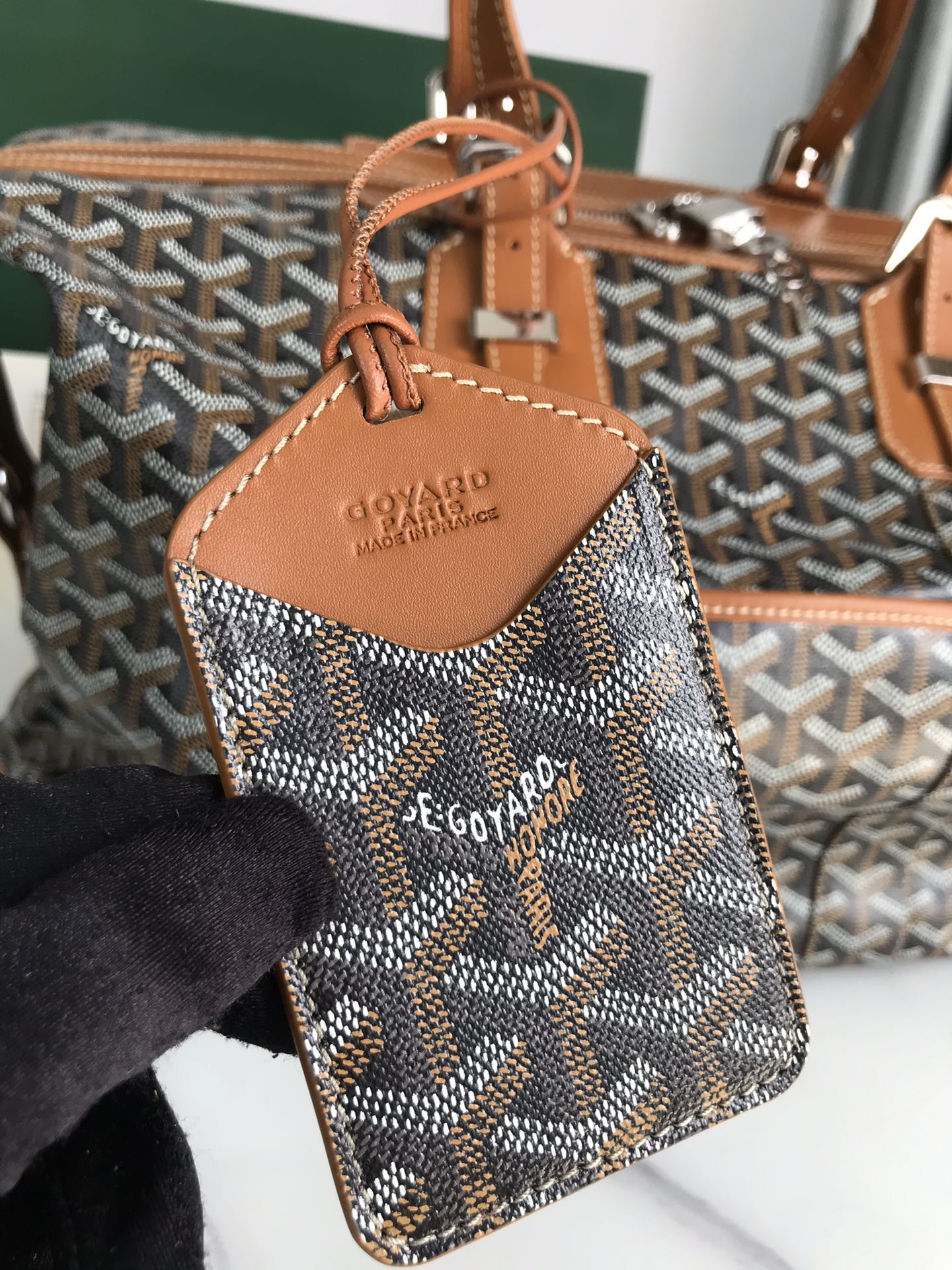 GOYARD Bowling 55 Bag in Black and Tan For Sale at