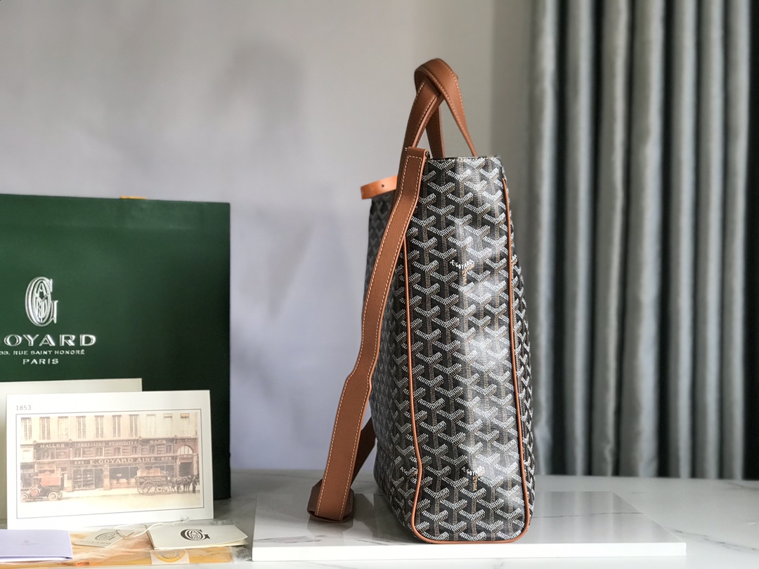 Goyard Black x Brown Chevron Voltair 2WAY tote Leather