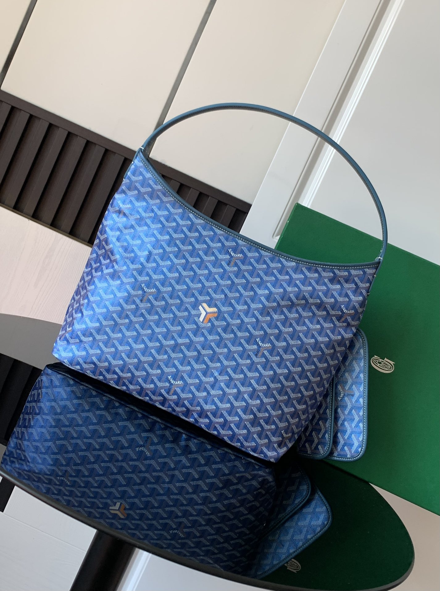 Goyard Goyardine Pearly Blue Boheme PM Hobo Bag …