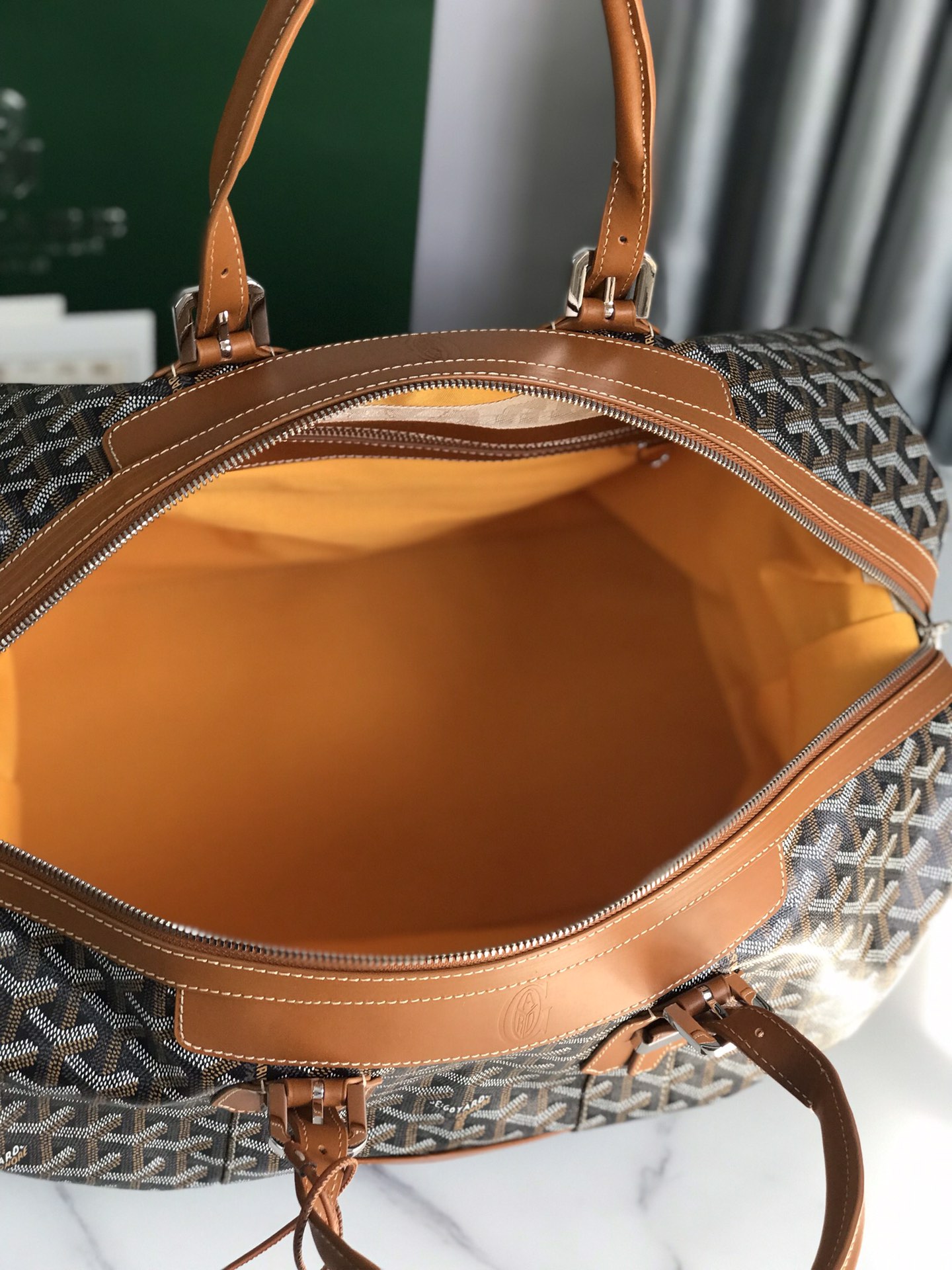 GOYARD Bowling 55 Bag in Black and Tan For Sale at