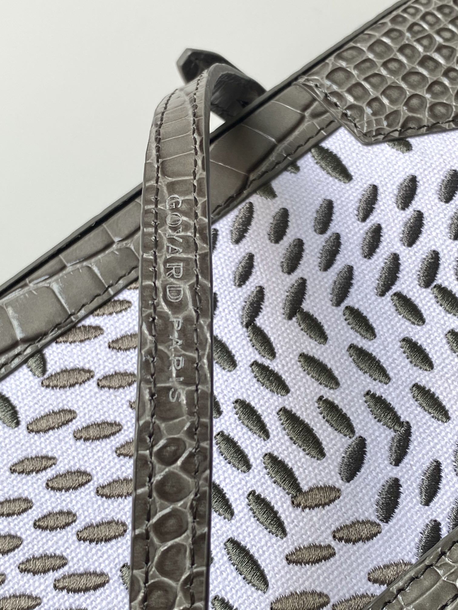 Goyard Matignon Crocodile Pattern Leather Top Handle Bag – gray