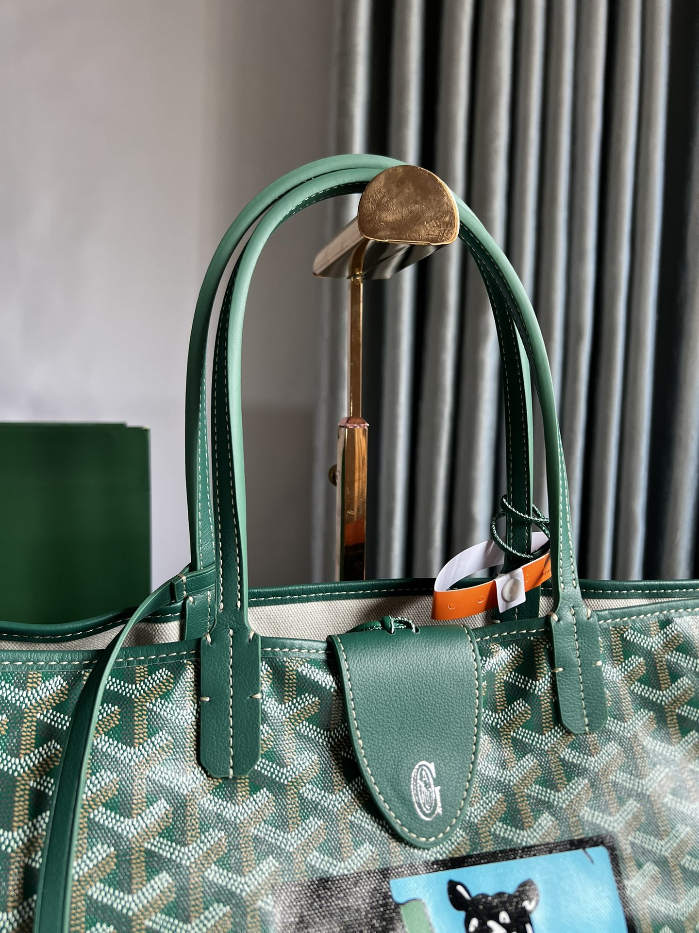 GOYARD Goyardine Saint Louis PM green bulldog logo
