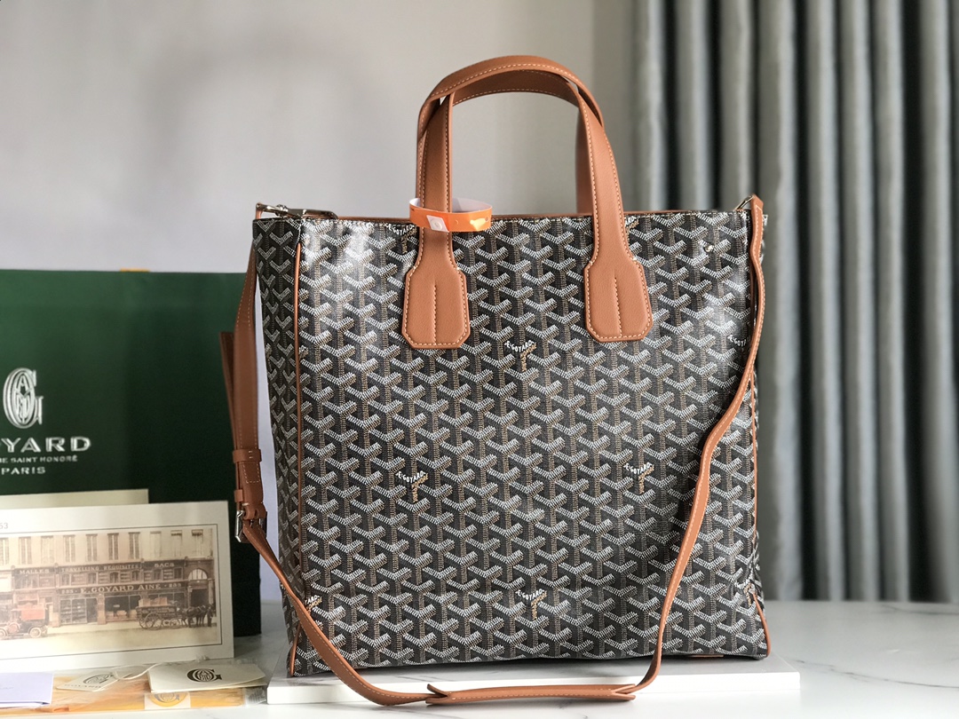 Goyard Black x Brown Chevron Voltair 2WAY tote Leather