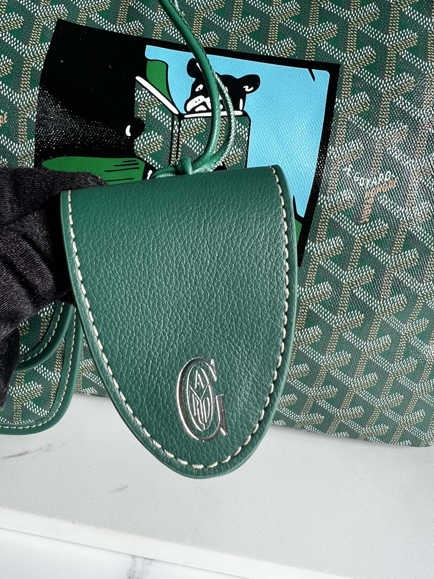GOYARD Goyardine Saint Louis PM green bulldog logo