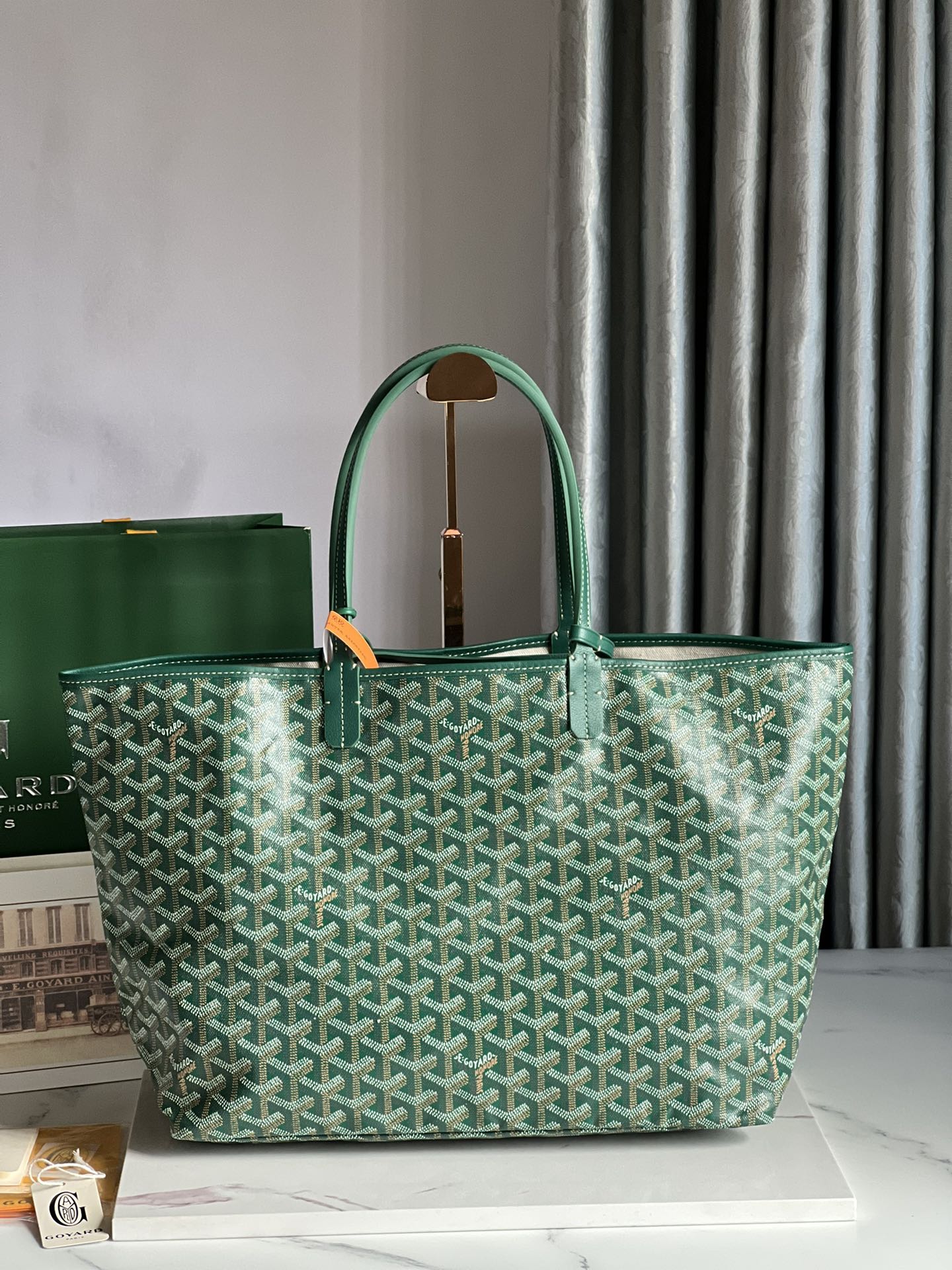 GOYARD Goyardine Saint Louis PM green bulldog logo