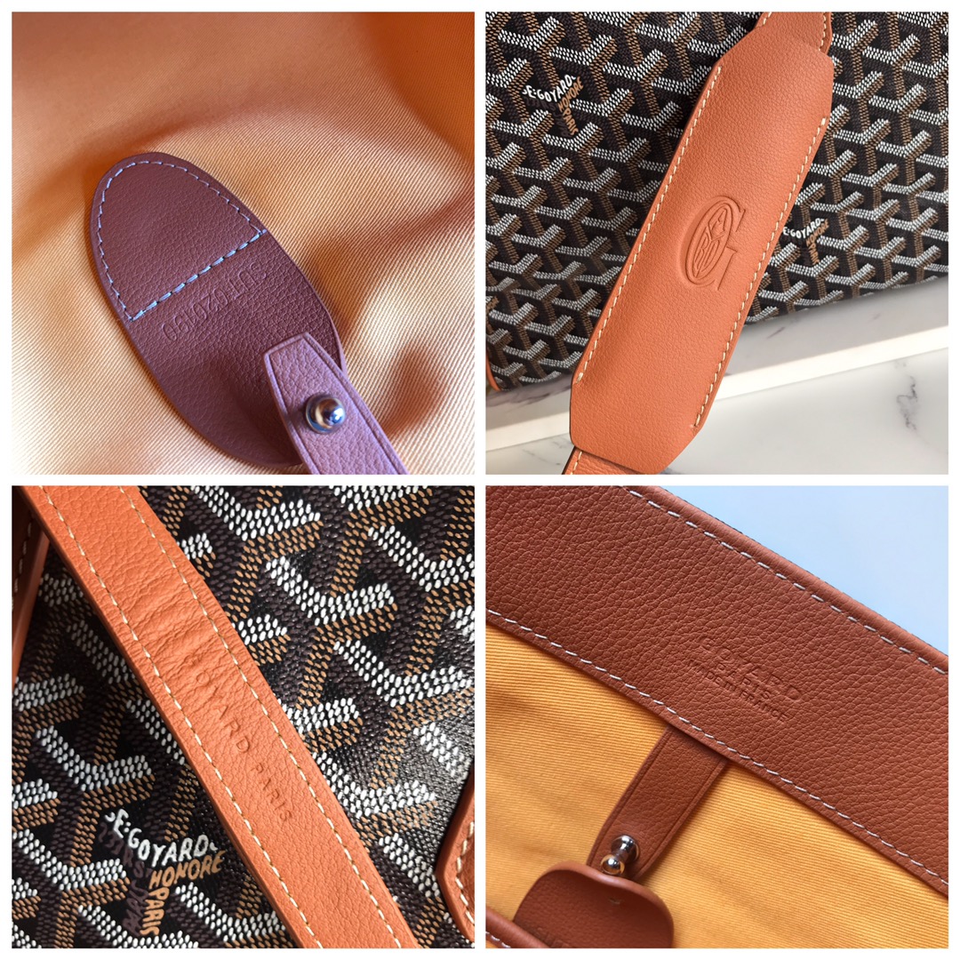 Goyard Black x Brown Chevron Voltair 2WAY tote Leather