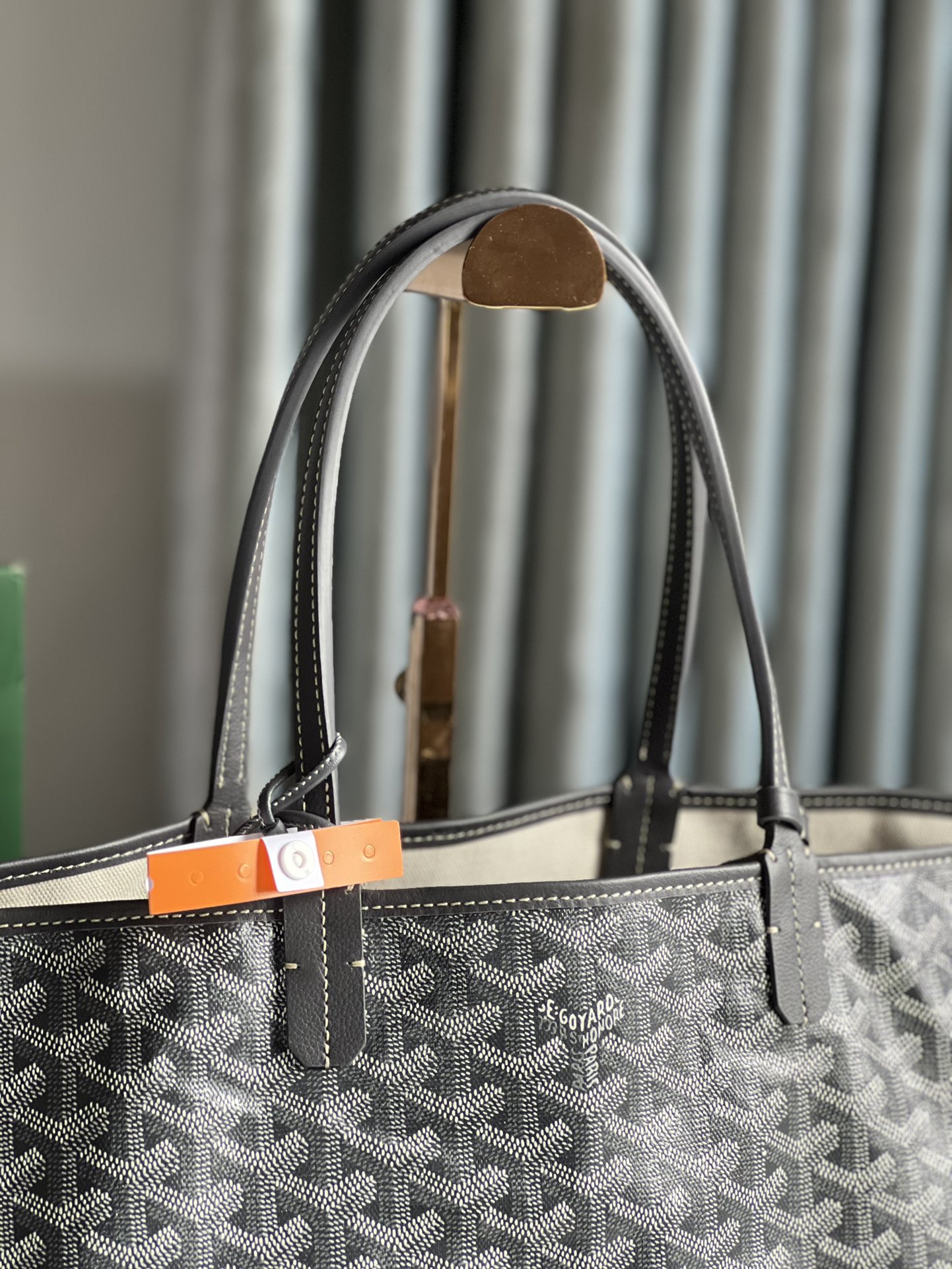 GOYARD Goyardine Saint Louis PM Black gray bulldog logo