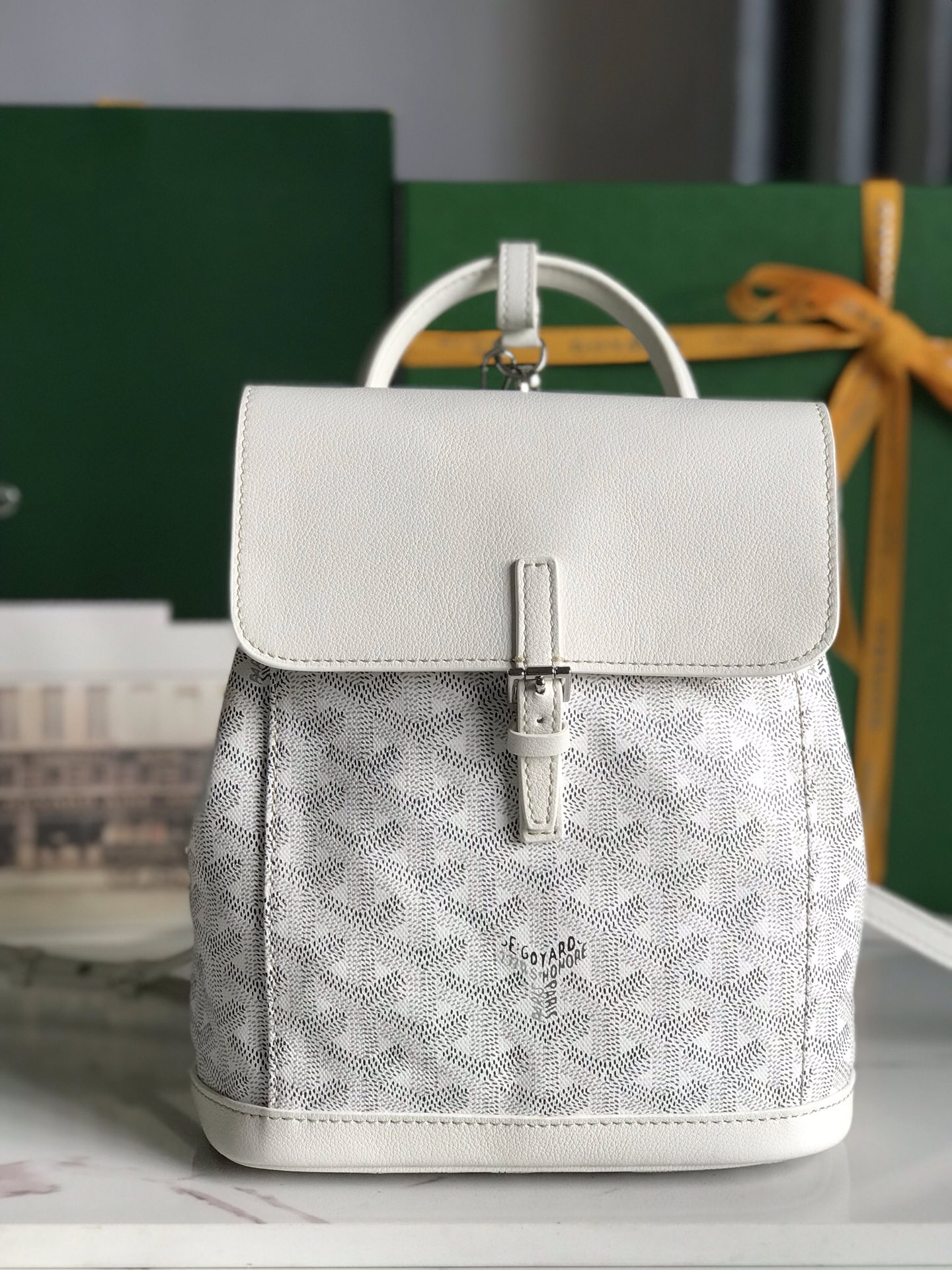 Goyard Alpin Backpack Coated Canvas Mini White 3128261