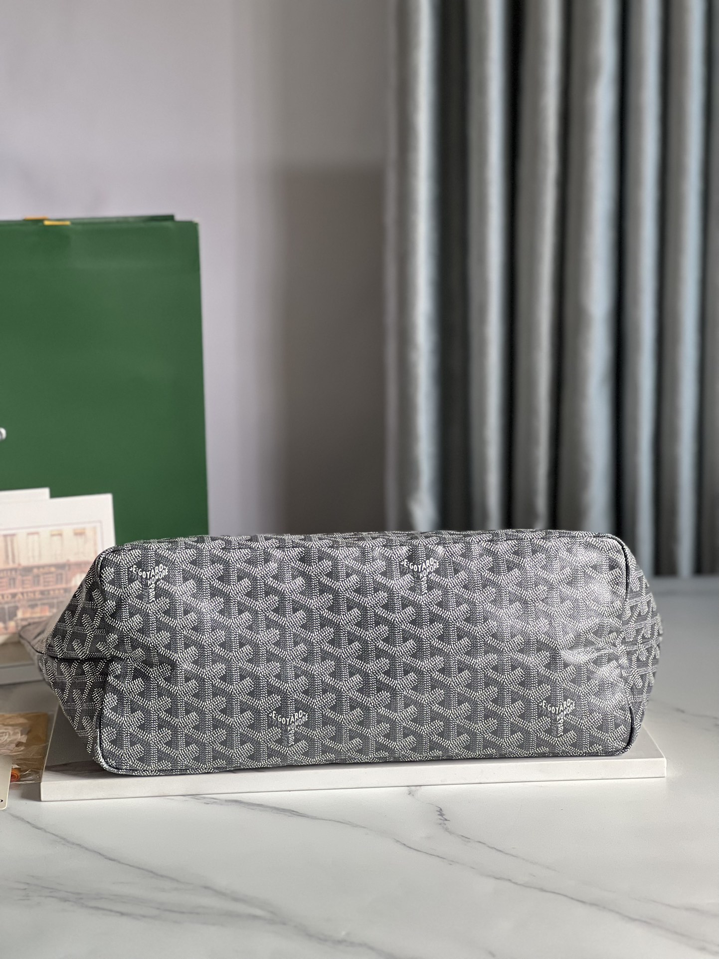 GOYARD Goyardine Saint Louis PM Black gray bulldog logo