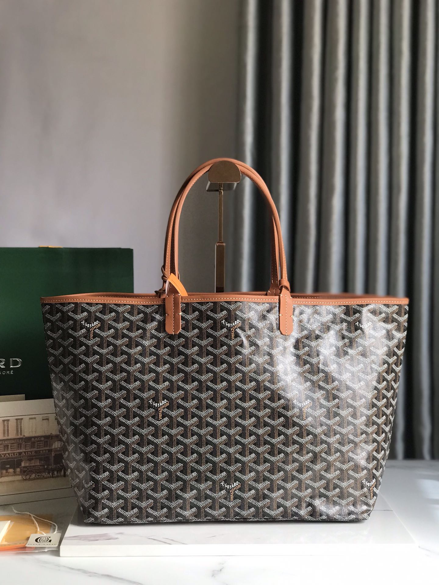 GOYARD Goyardine Saint Louis PM brown bulldog logo