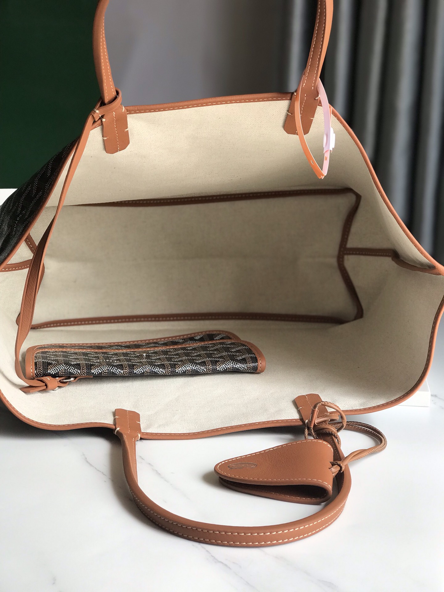 GOYARD Goyardine Saint Louis PM brown bulldog logo