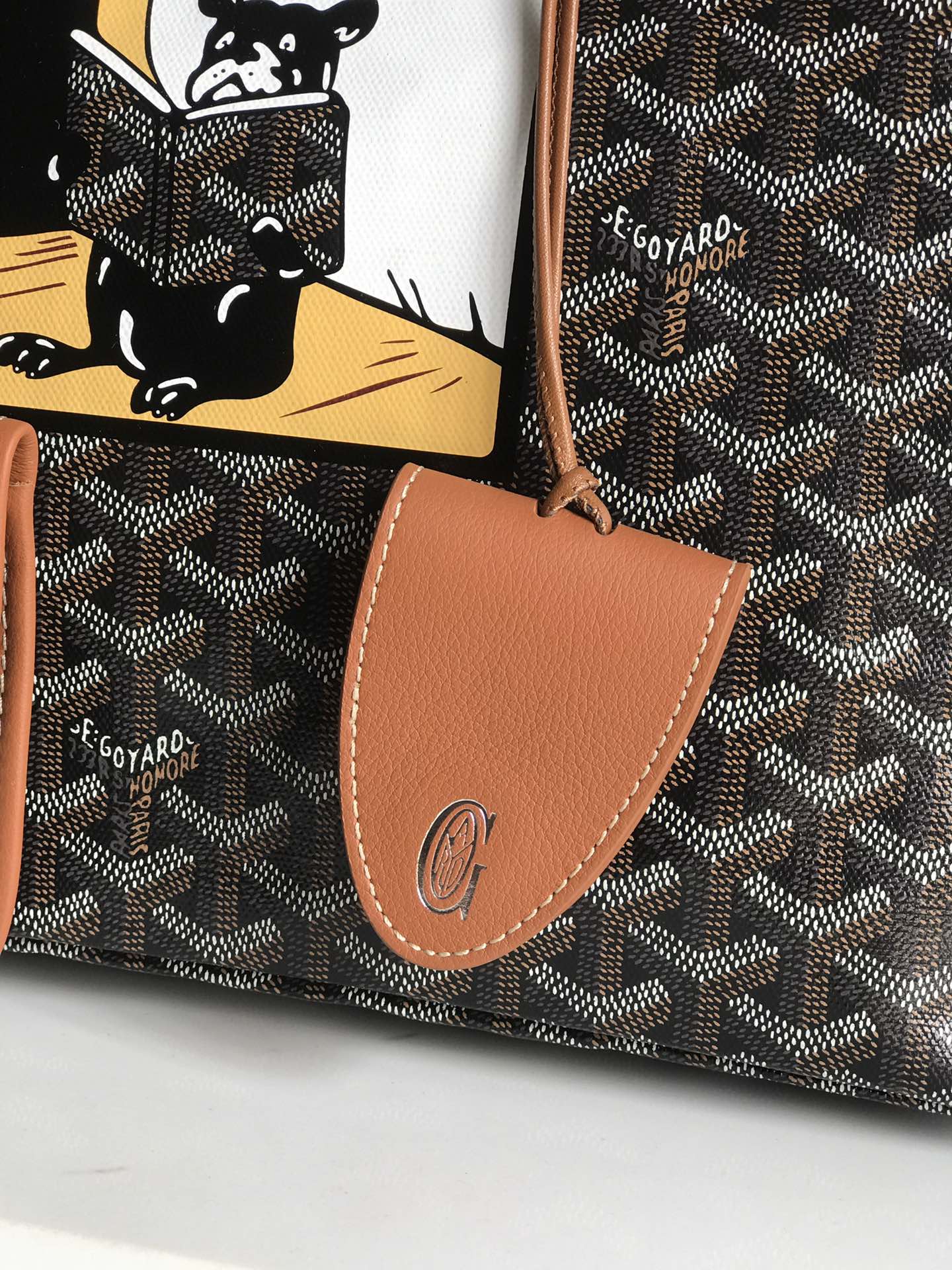 GOYARD Goyardine Saint Louis PM brown bulldog logo
