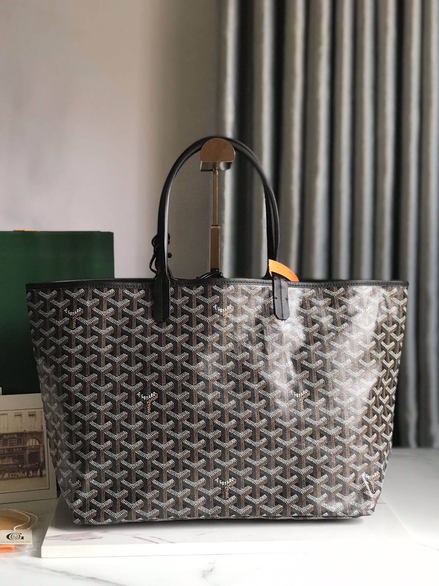 GOYARD Goyardine Saint Louis PM Black bulldog logo