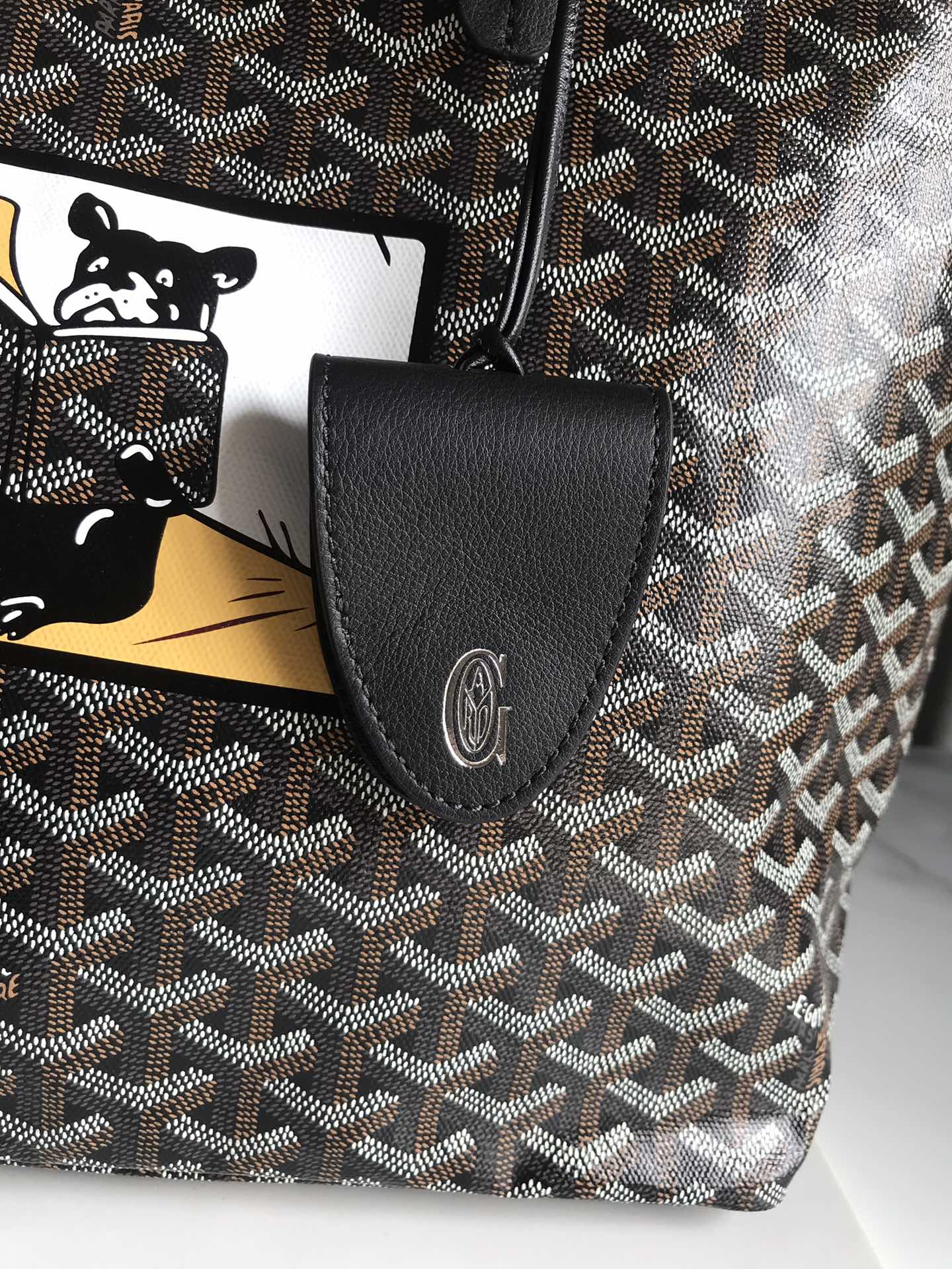 GOYARD Goyardine Saint Louis PM Black bulldog logo