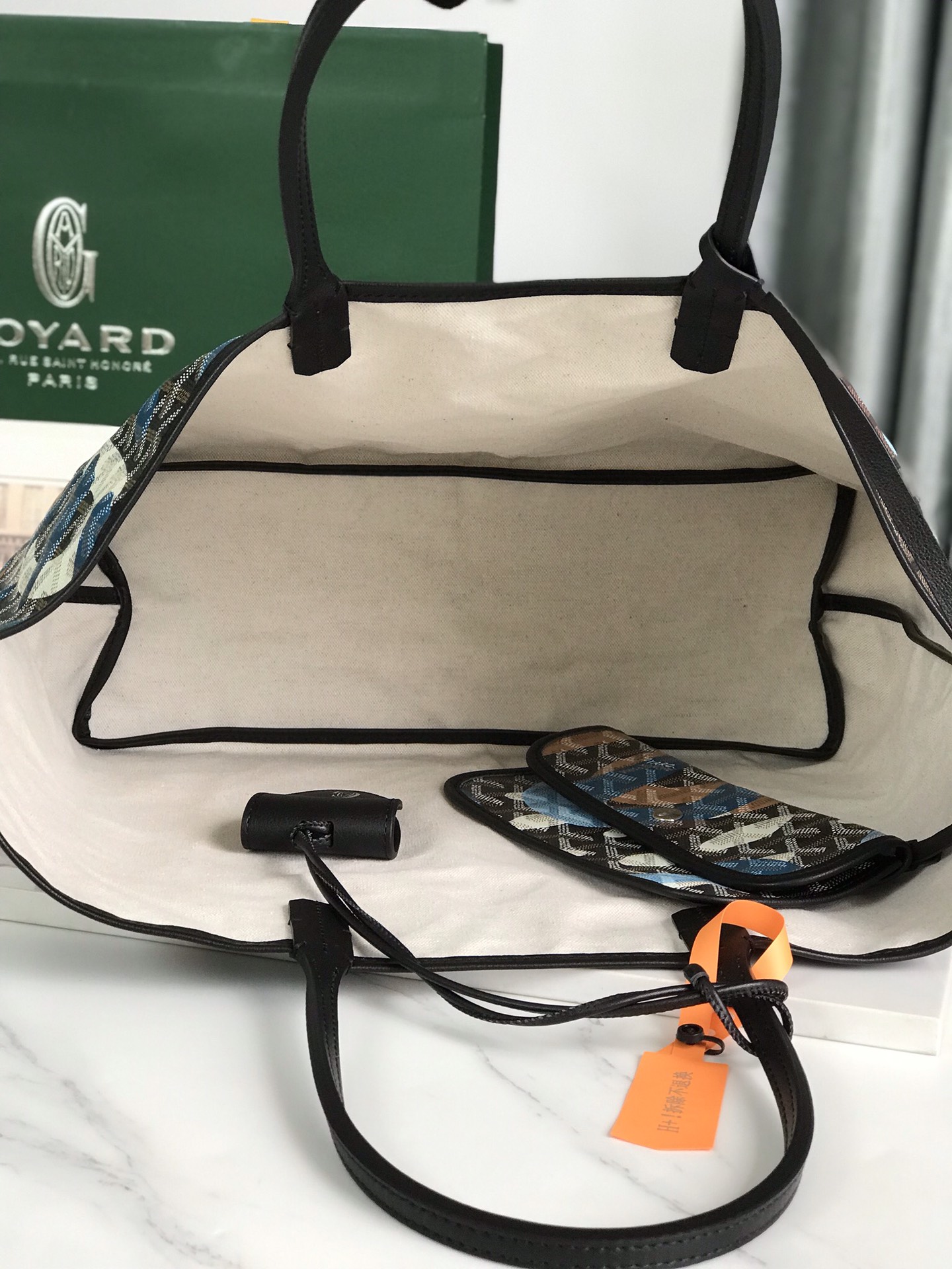 Goyard St. Louis Tote GM Black/Blue/Tan Camo Limited Edition Palladium