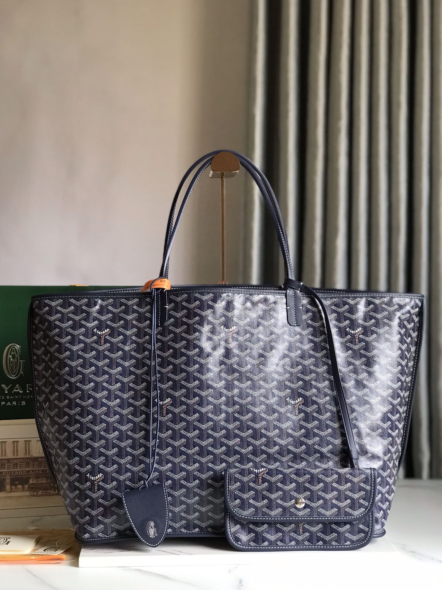 Goyard Womens Saint Louis blue navy PM Dark red Cloth