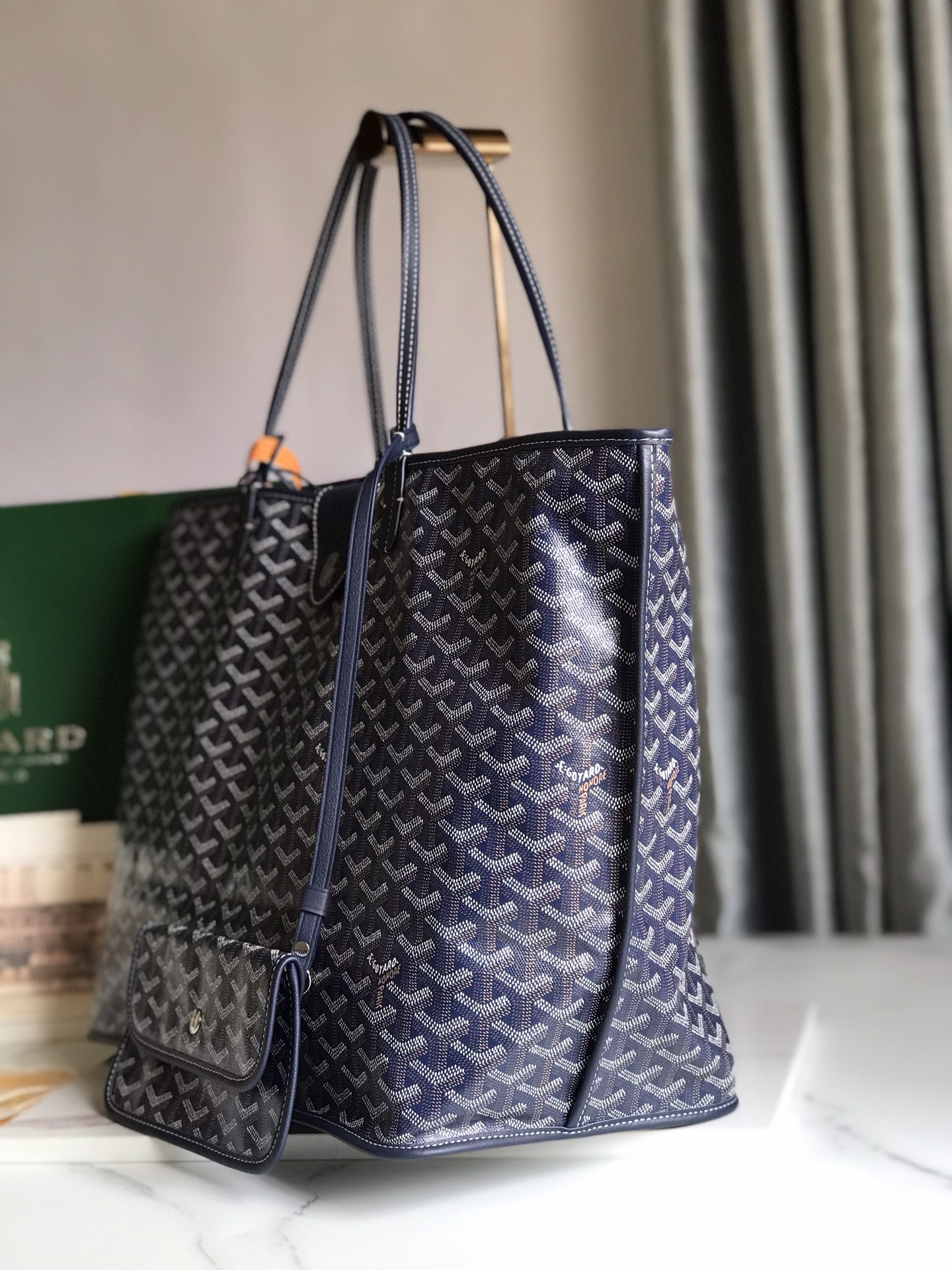 Goyard Womens Saint Louis blue navy PM Dark red Cloth