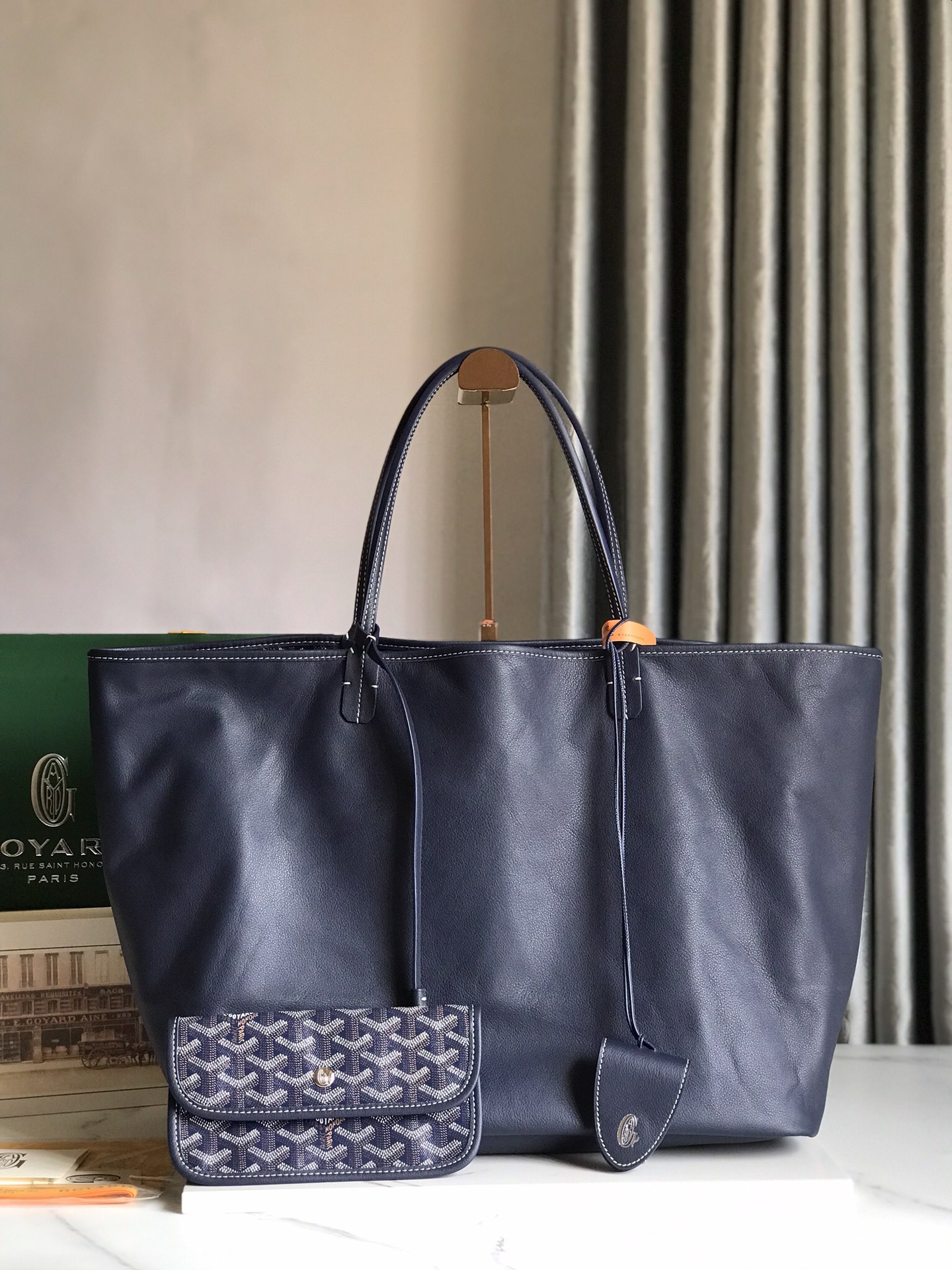 Goyard Womens Saint Louis blue navy PM Dark red Cloth