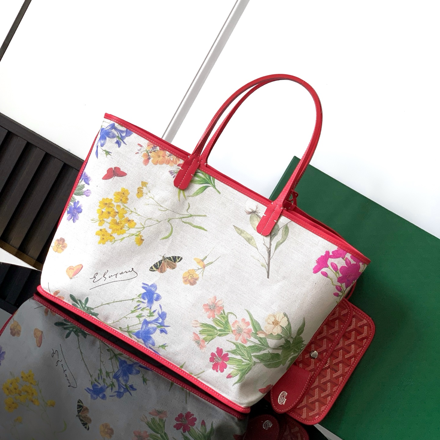 Goyard Red Goyardine Saint Louis PM Leather Cloth Pony