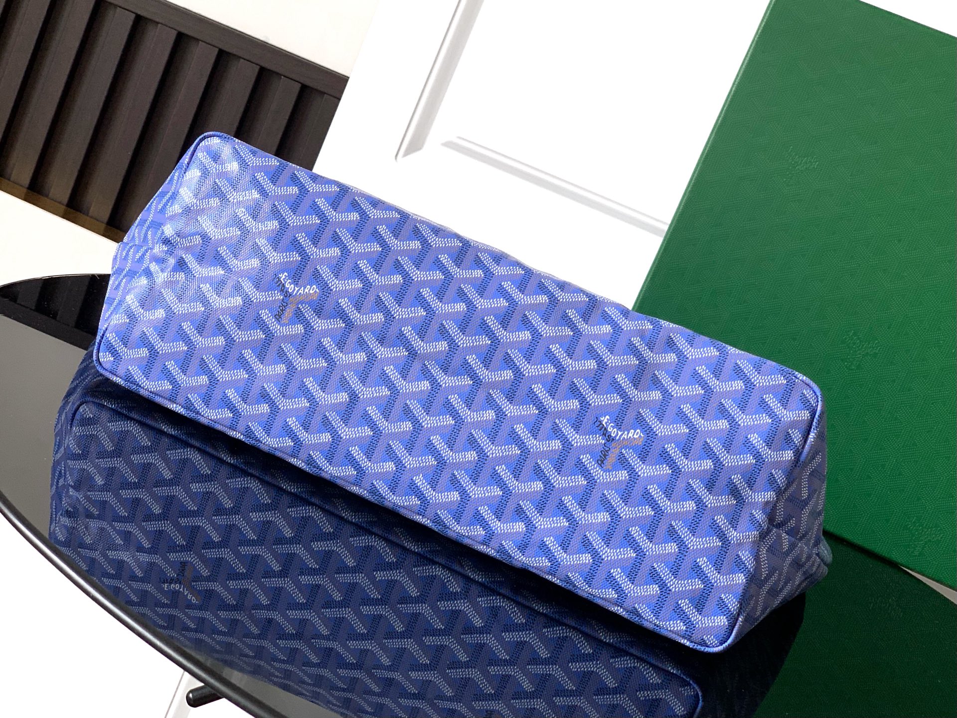 Goyard Saint Louis PM Herringbone Blue Tote Bag