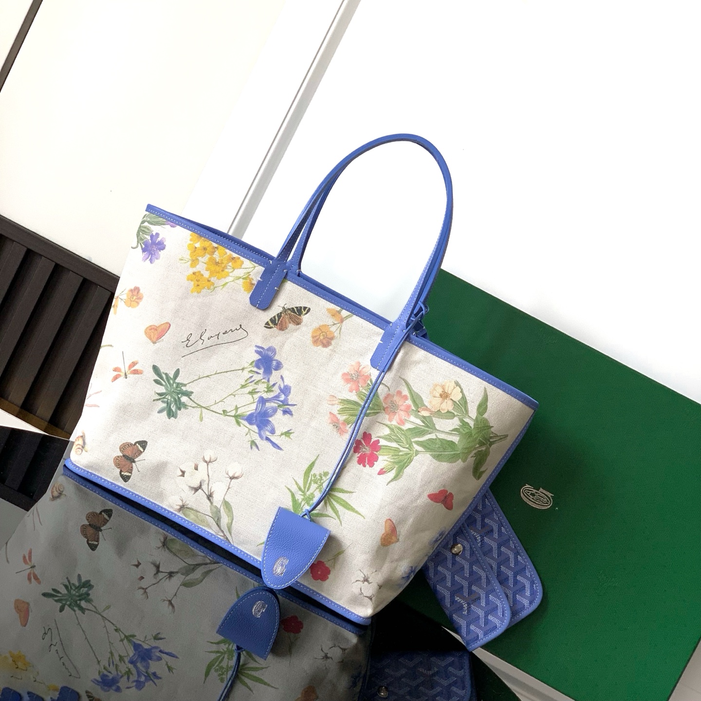 Goyard Saint Louis PM Herringbone Blue Tote Bag