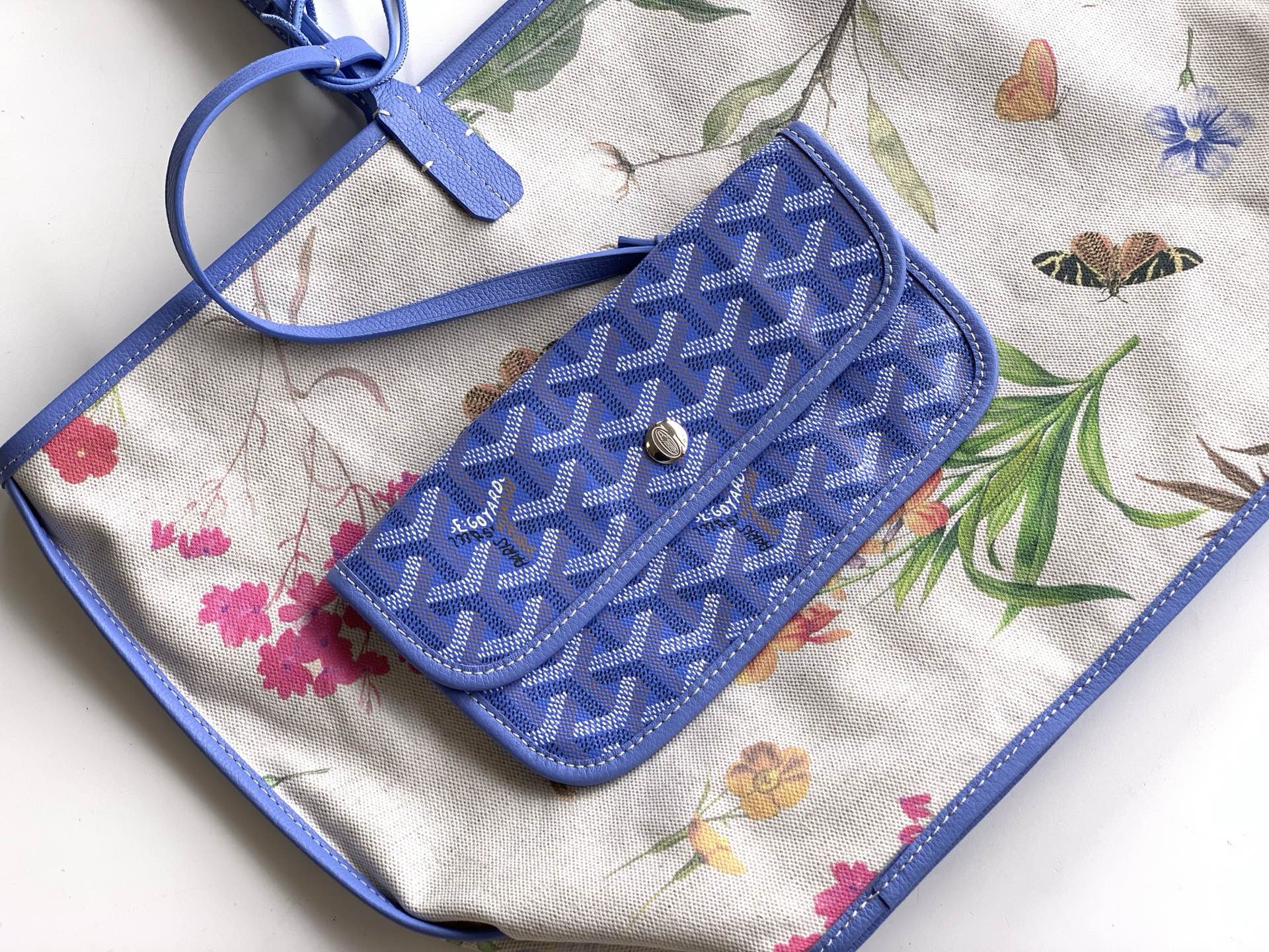 Goyard Saint Louis PM Herringbone Blue Tote Bag