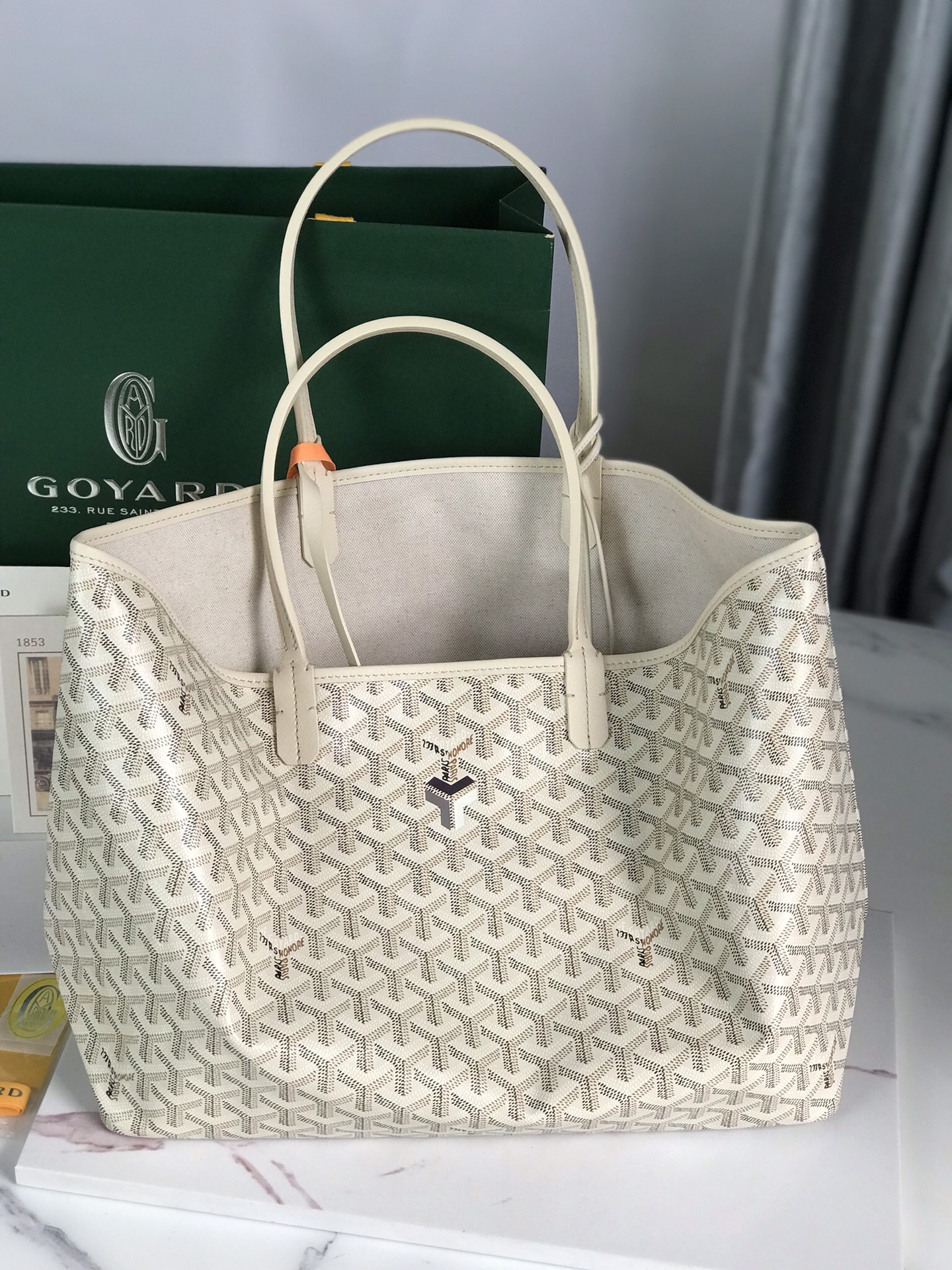 Goyard Goyardine Sand Artois PM bag white Tote Palladium Hardware