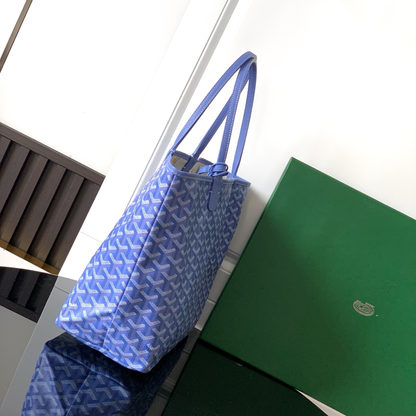 Goyard Saint Louis PM Herringbone Blue Tote Bag